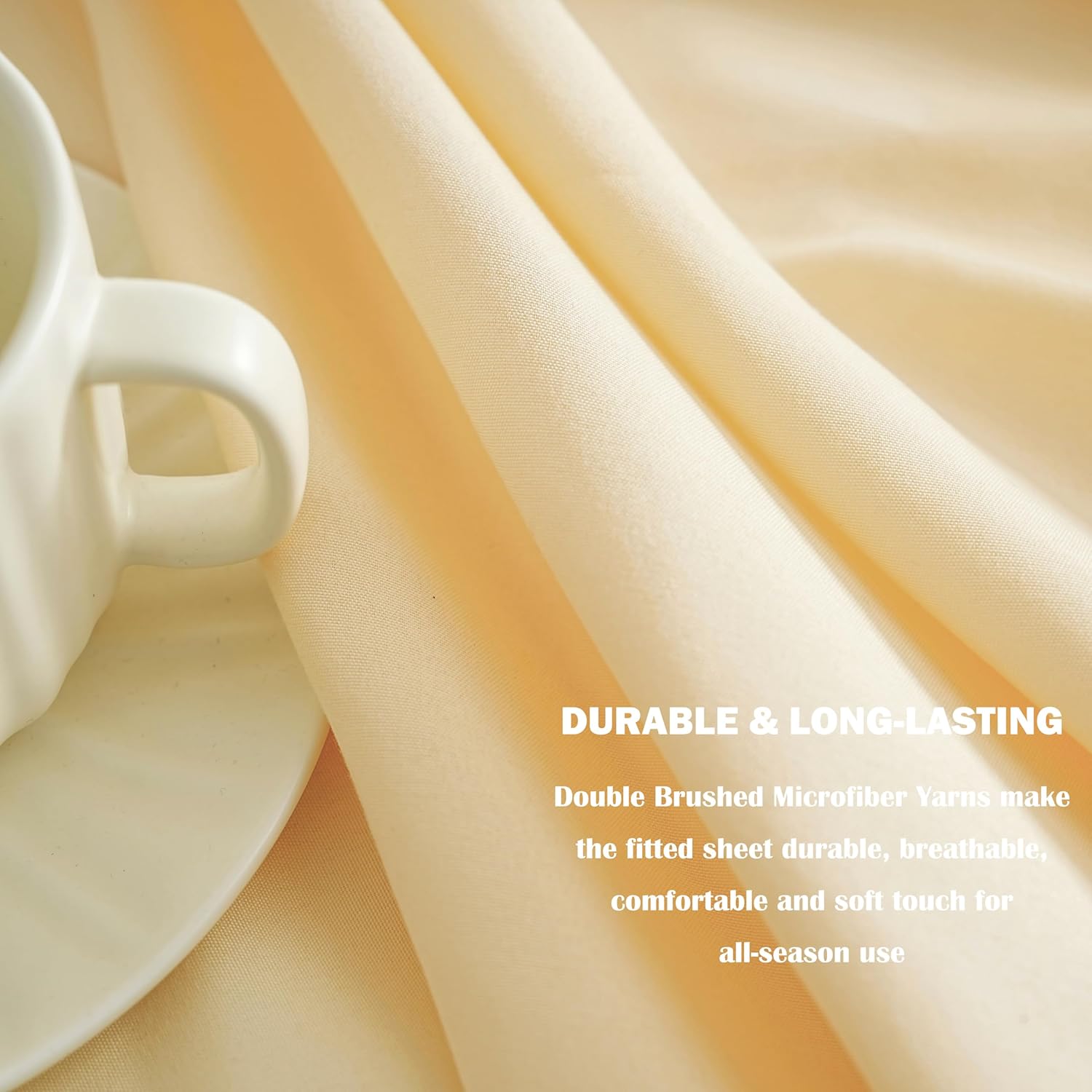 AYSW Fitted Sheet Only Full Size Deep Pocket 16 Inches Bed Bottom Sheet 1 Piece Premium Soft and Cozy 1800 Brushed Microfiber Wrinkle Fade Resistant Easy Care Stable Yellow Holiday Décor 5