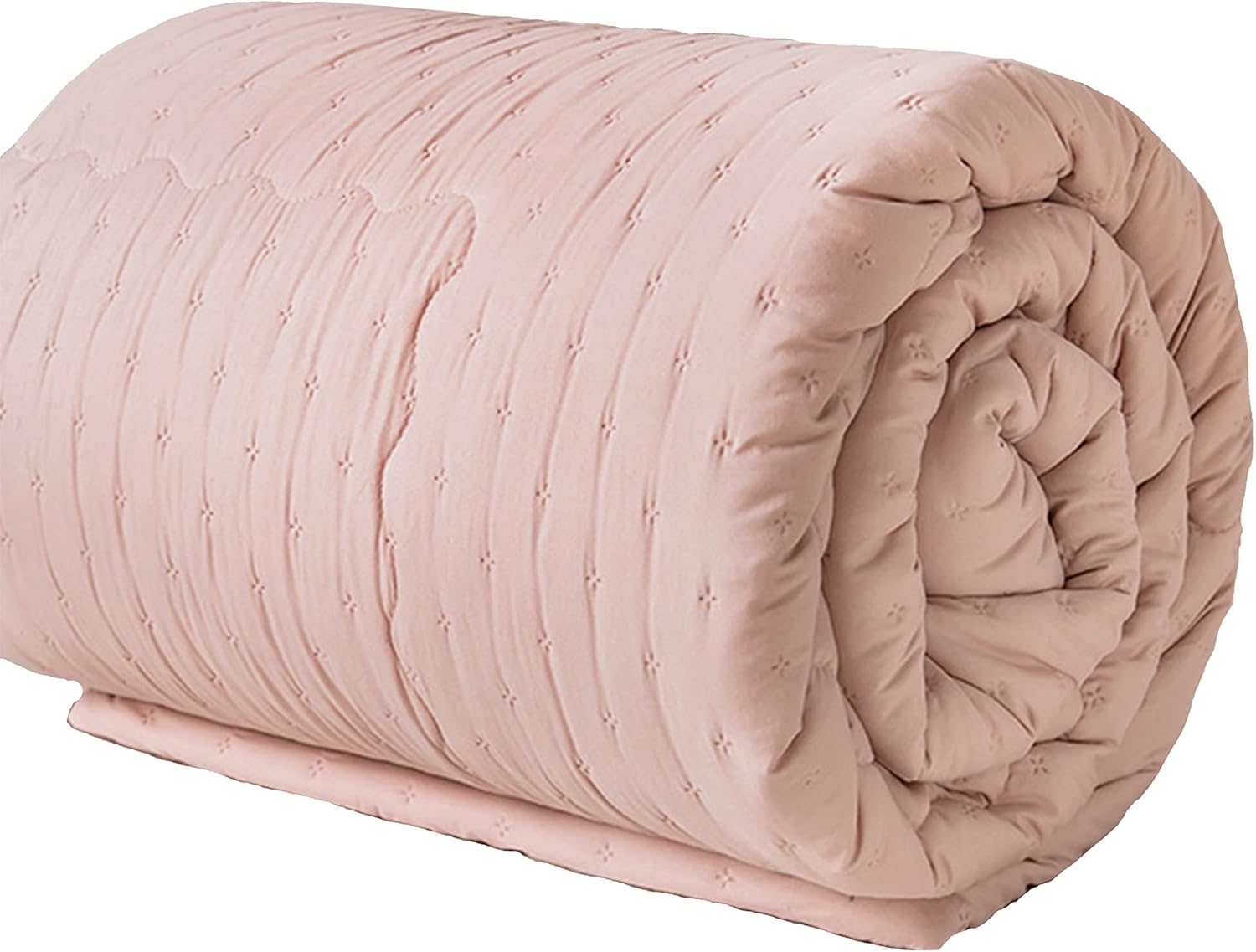 AYSW Lightweight Comforter Only Brushed Microfiber Ultra Soft Fluffy Air Comforter Twin Size for All Season Pink and Light Grey with Pompom Decoration 4