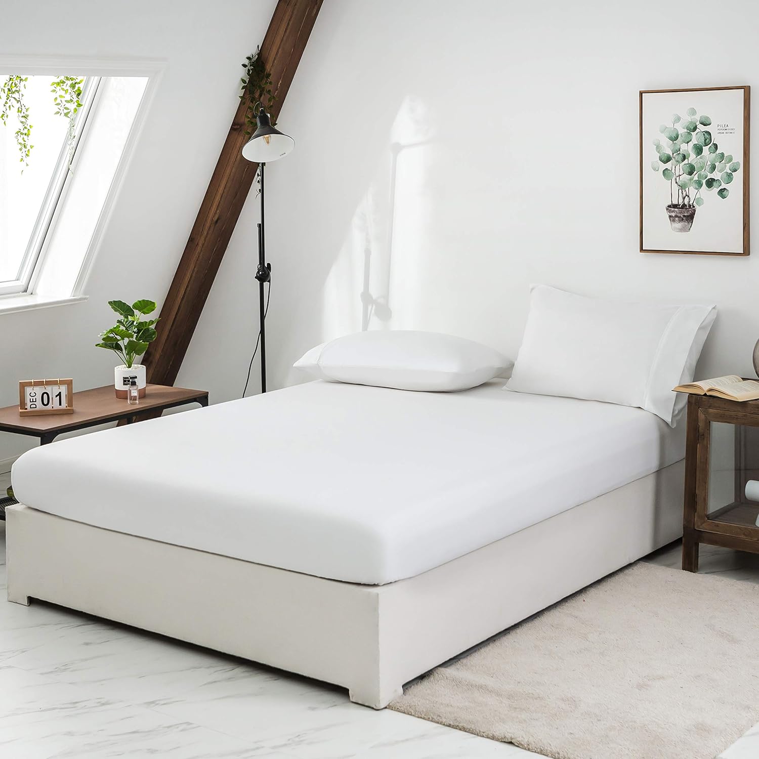 AYSW Completo Lenzuola Matrimoniali Spazzolata Microfibra Set lenzuola Matrimoniale 1 Lenzuolo con Angoli 180x200cm, 1 lenzuolo piatto di 270x290cm e 2 Federe 50x80cm Bianco 6