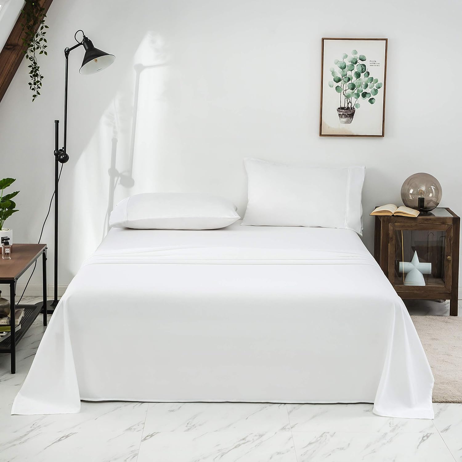 AYSW Singolo Completo Lenzuola Letto - Spazzolata Microfibra - Lenzuola e 1 Federa Bianco 5