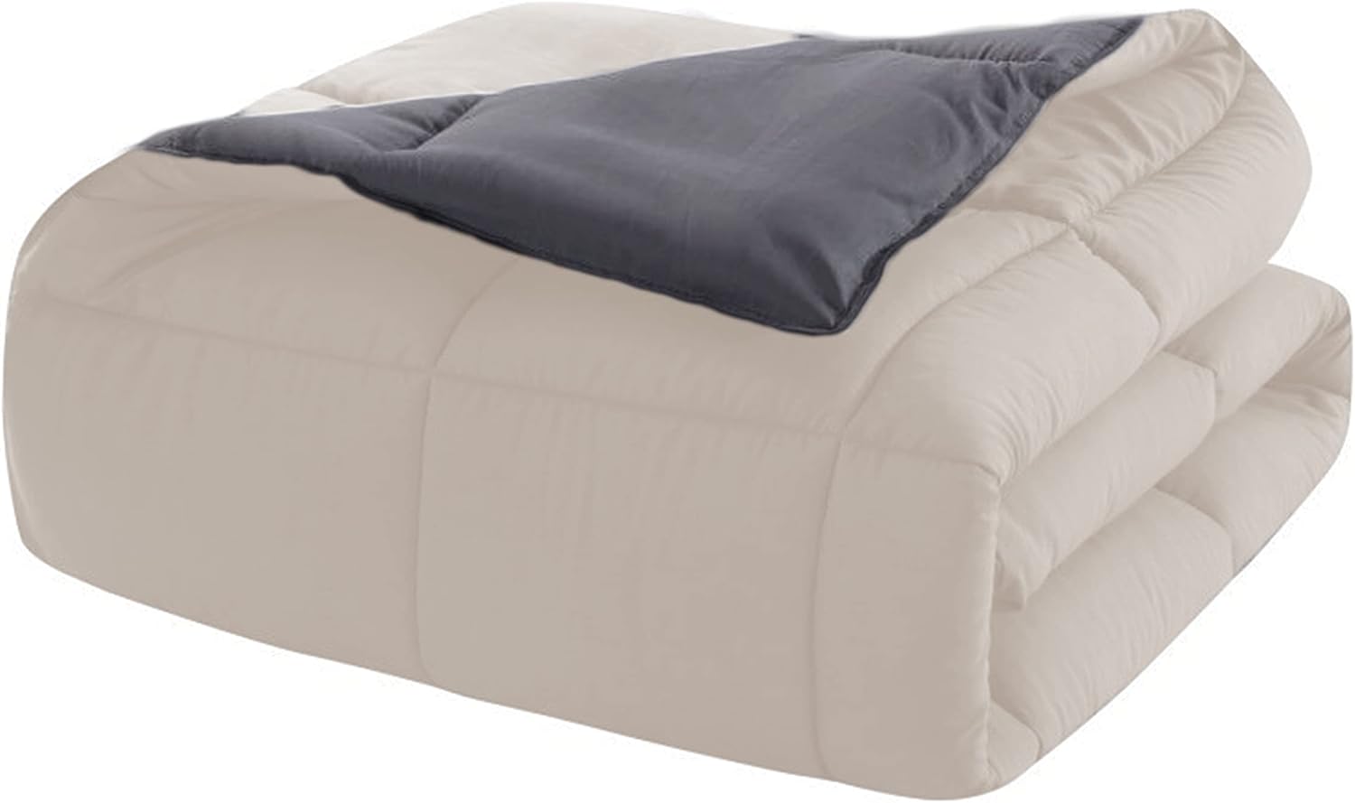 AYSW Bettdecke Zweifarbig Warm im Winter 450g/m² Dick 140x200cm Hypoallergen Zweifarbig Beige + Grau Bettdecke Reversibel 1 Person Bettdecke 4