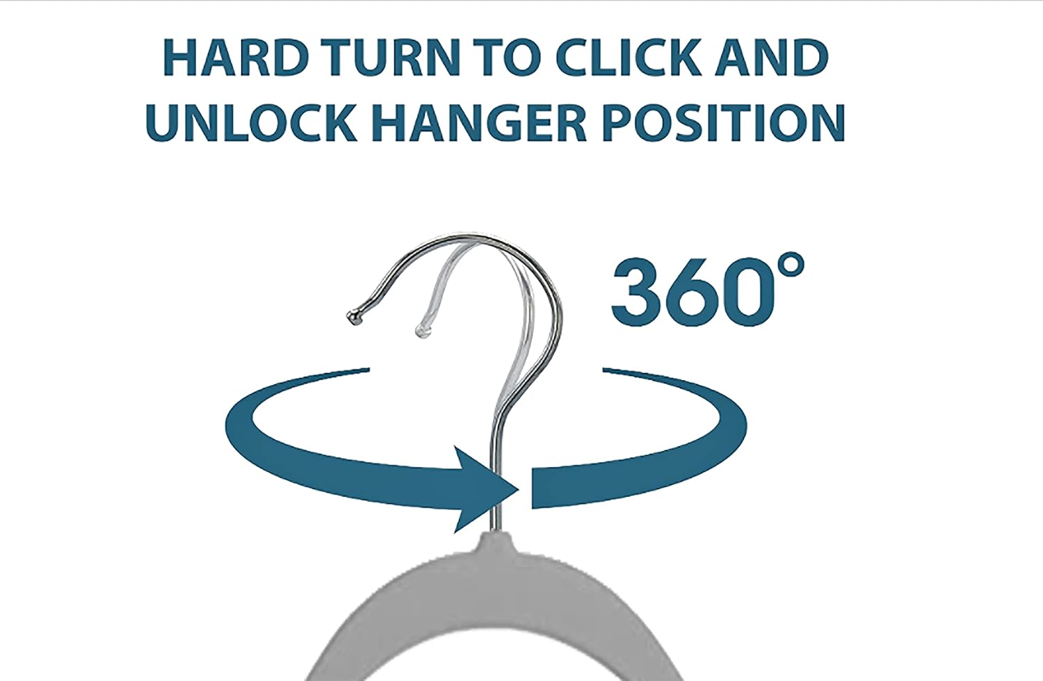 AYSW Velvet Hangers 20 pack Non-Slip Suit Clothes Premium Hanger with Tie Bar, 360 degree Premium Silver Hook-Space saving, 42 cm Long for Coat, Shirt, Dress, Trousers, Ties, Grey 2