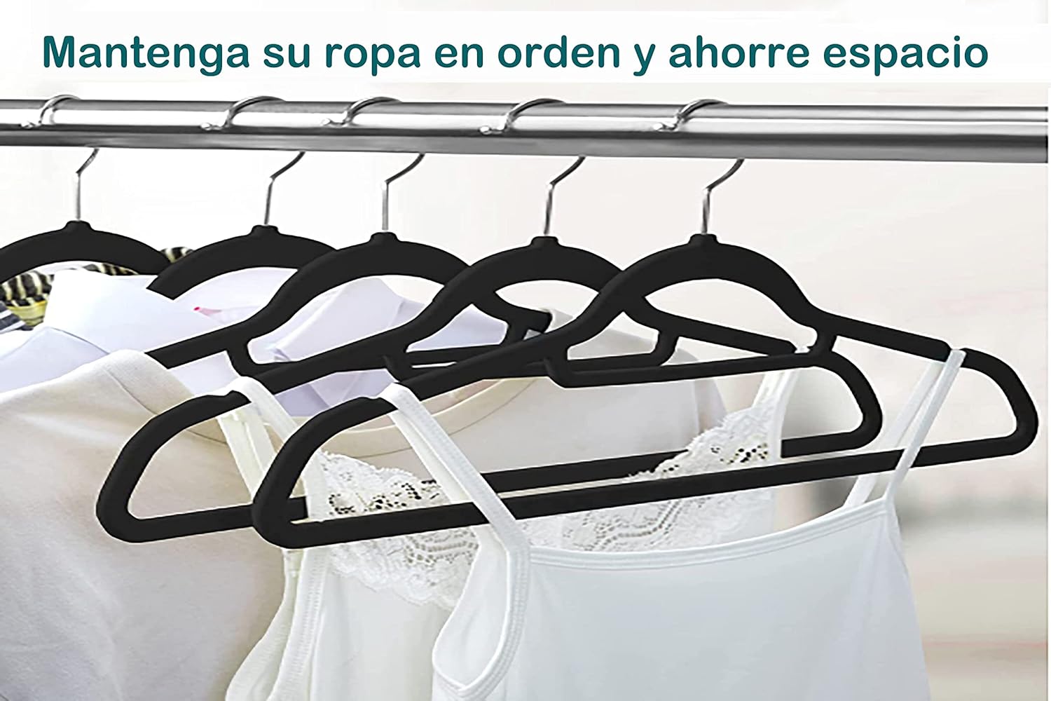 20 Perchas de Terciopelo, Antideslizantes, Gancho Giratorio, Negro Plateado, 0,6 cm de Grosor, Ahorra Espacio, para Abrigo, Vestido, Pantalones, Corbatas 4