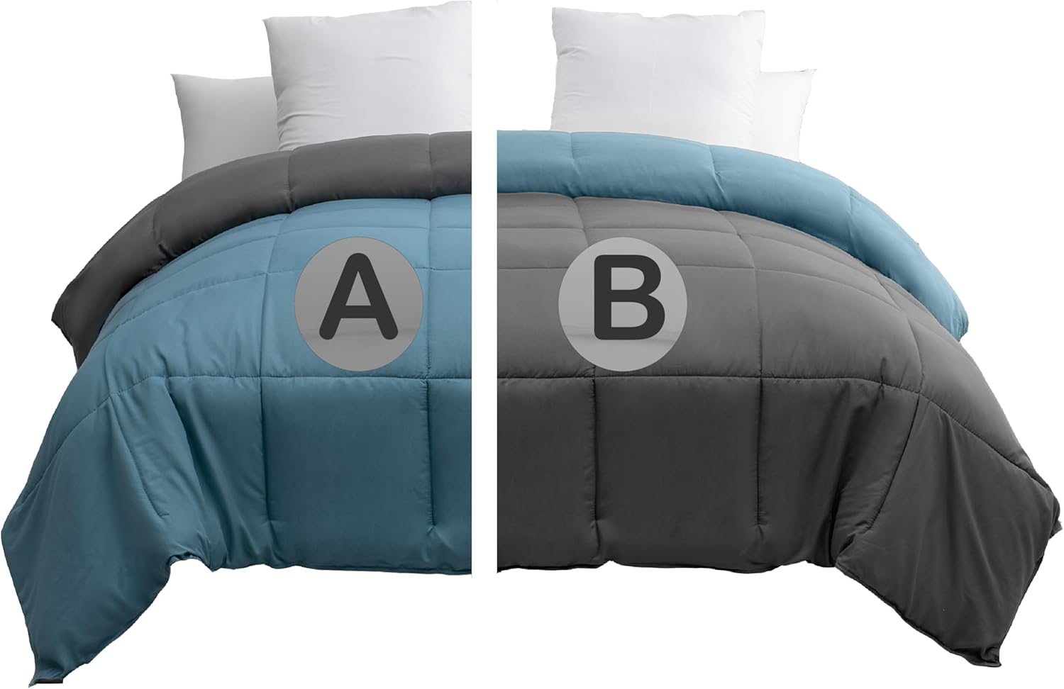 Warm Duvet Double Comforter and Anti Allergy All Season Dark Light Grey and White NO Pillowcases Only Quilt 10.5 Tog Duvet 10