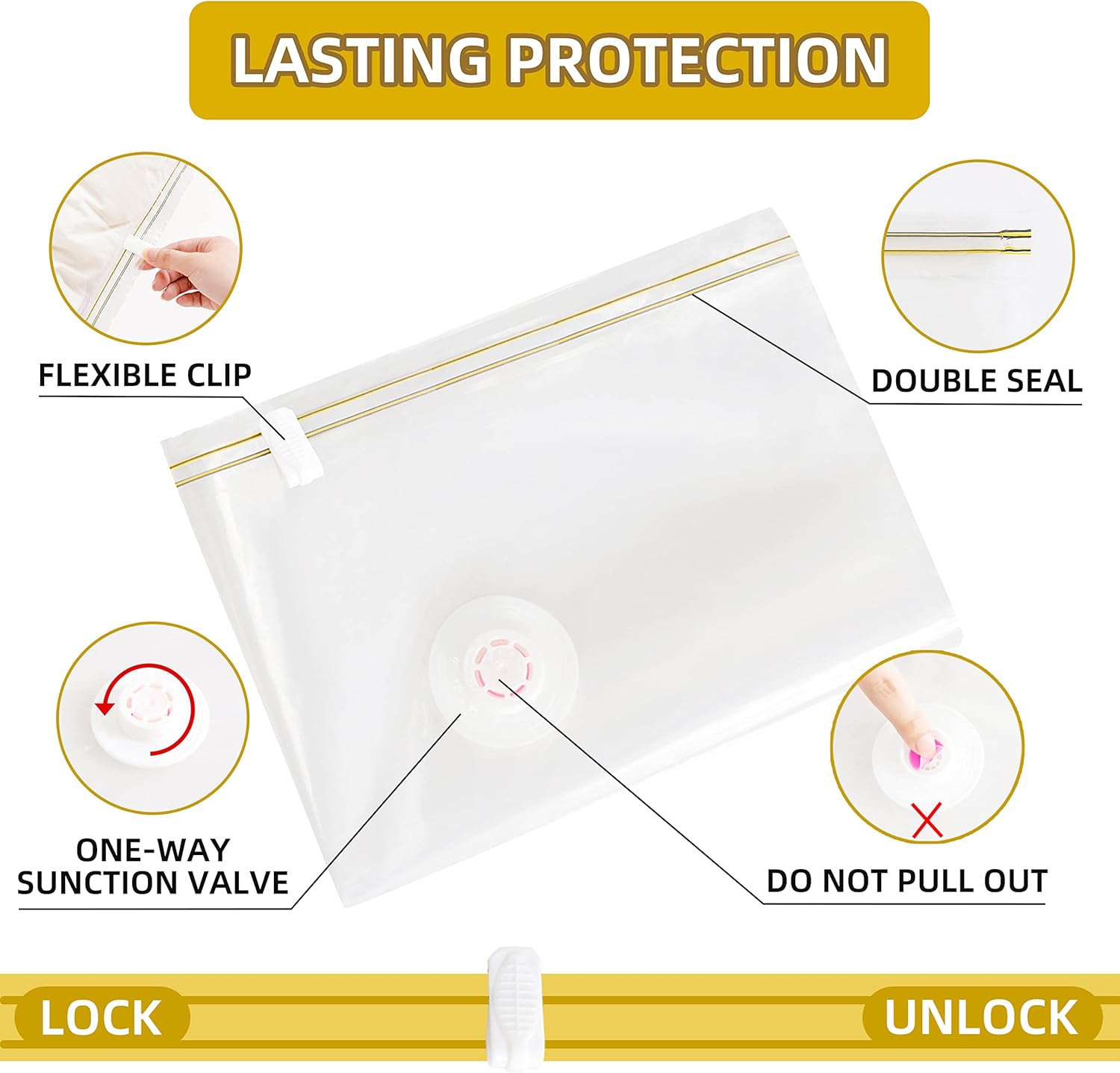 AYSW Vacuum Storage Bags Space Saver Vacuum Seal Storage Bags with Hand Pump for Clothes, Comforters and Blankets - Jumbo, 6 - Pack 40 by 30 4