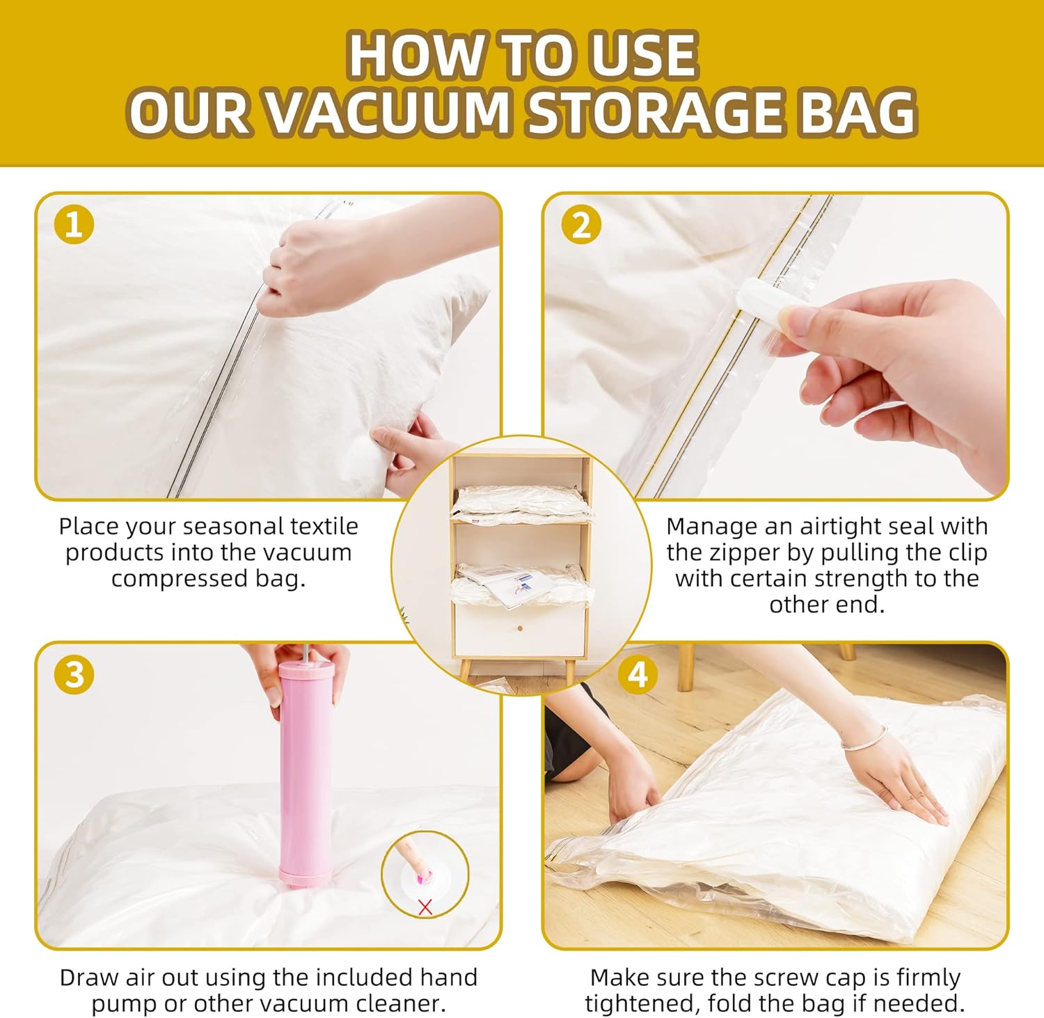 AYSW Vacuum Storage Bags Space Saver Vacuum Seal Storage Bags with Hand Pump for Clothes, Comforters and Blankets - Jumbo, 6 - Pack 40 by 30 6