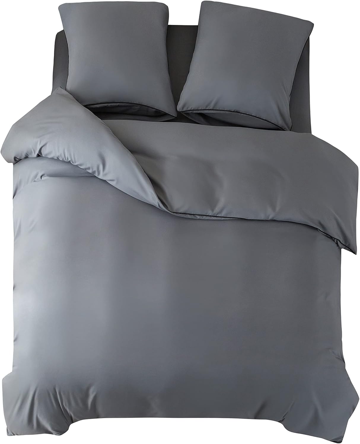 AYSW Duvet Cover 220x240cm + Pillowcases 65x65x2 cm Grey 120 Threads/cm² Bedding Set with Zipper for 2 Persons 8