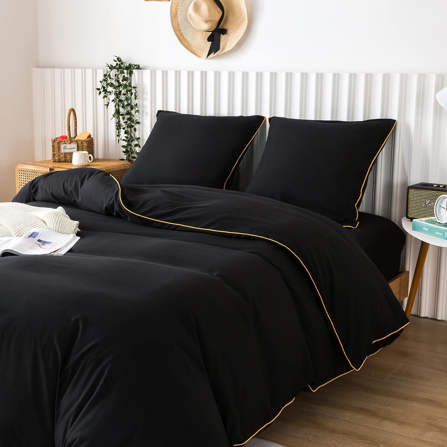 3-piece microfiber bedding 200x200cm Black 2