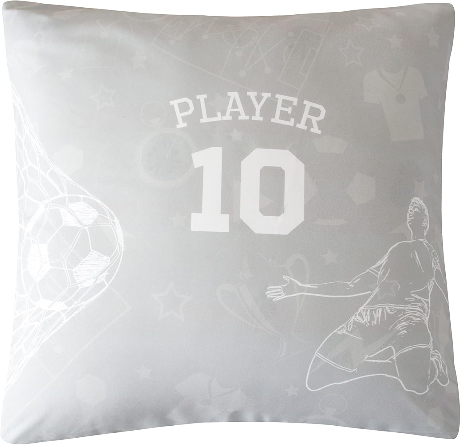 AYSW Football World Cup Duvet Cover 140x200cm+1 Pillowcase 65x65cm, 3D Single Bedding Set 100 Threads/cm² in Microfiber with Zipper Grey White 4