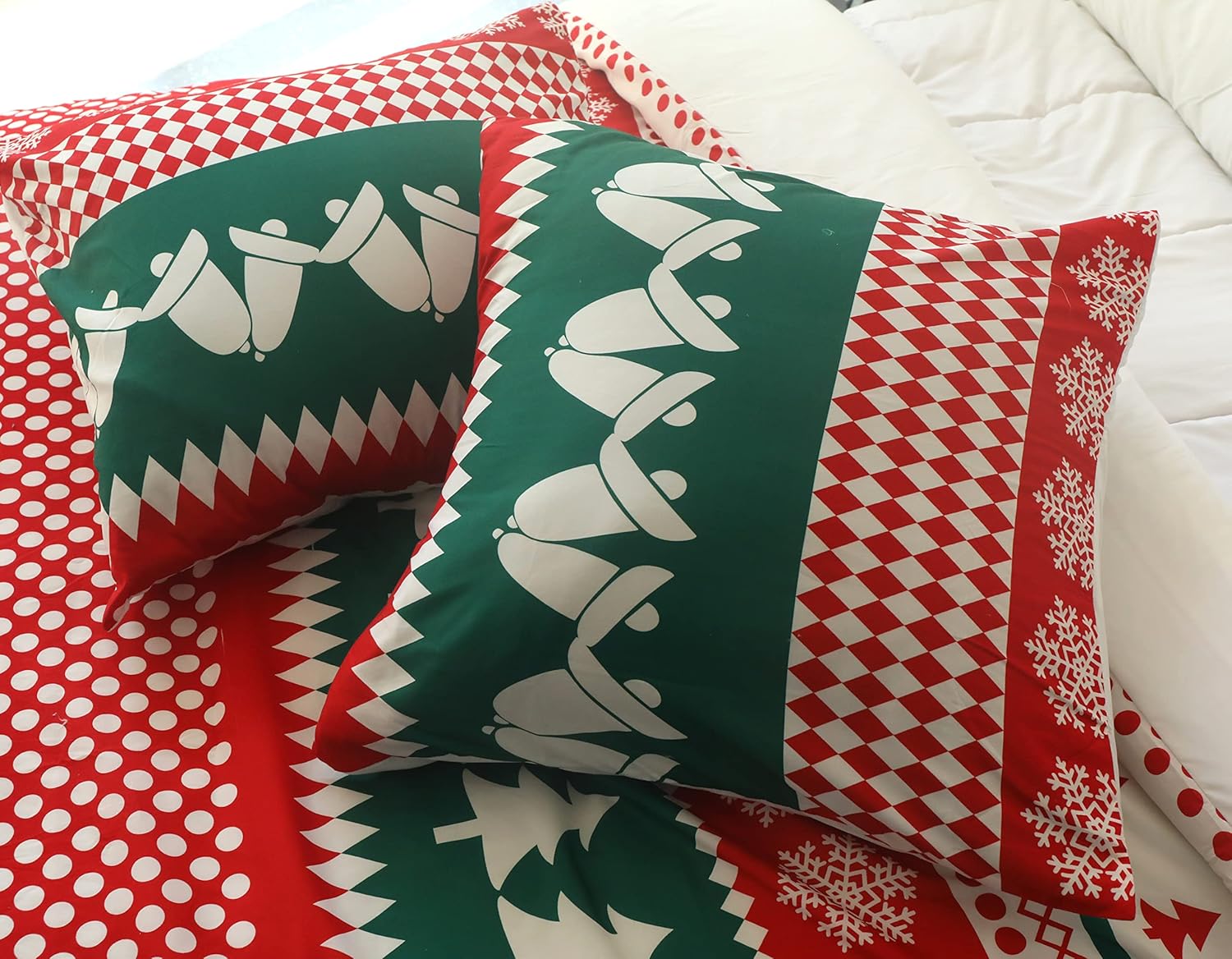 AYSW Reversible Duvet Cover 220x240 / 65x65x2 cm Christmas Tree New Year Red Green Two-Tone Bedding Set 2 Person Zipper Duvet Cover Sets 7