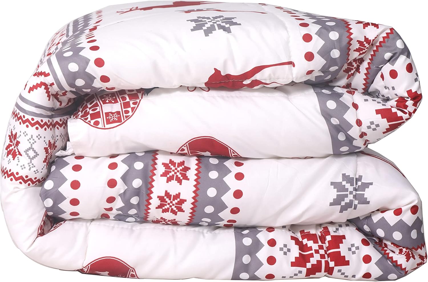 AYSW 4 Seasons Warm Duvet 220x240 cm 450G/M² Winter Duvet Quilted Duvet Bedspread Matelassé Bedspread Blanket Duvet Thick Warm Red White Reindeer Party 4