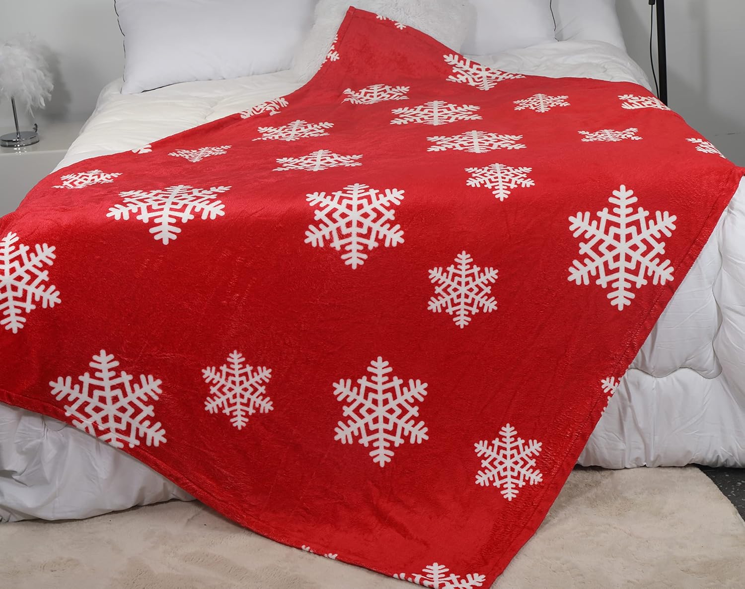 Flauschige Kuscheldecke Rot Schnee 150*200cm 5