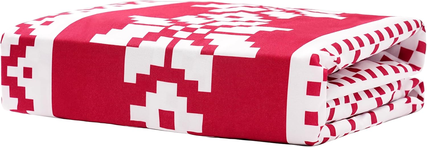 AYSW Fitted Sheet Only Queen Size Deep Pocket Printed Fitted Sheet Premium Soft and Cozy Wrinkle, Fade Resistant Christmas Snowflake Red Easy Care Holiday Decor 2