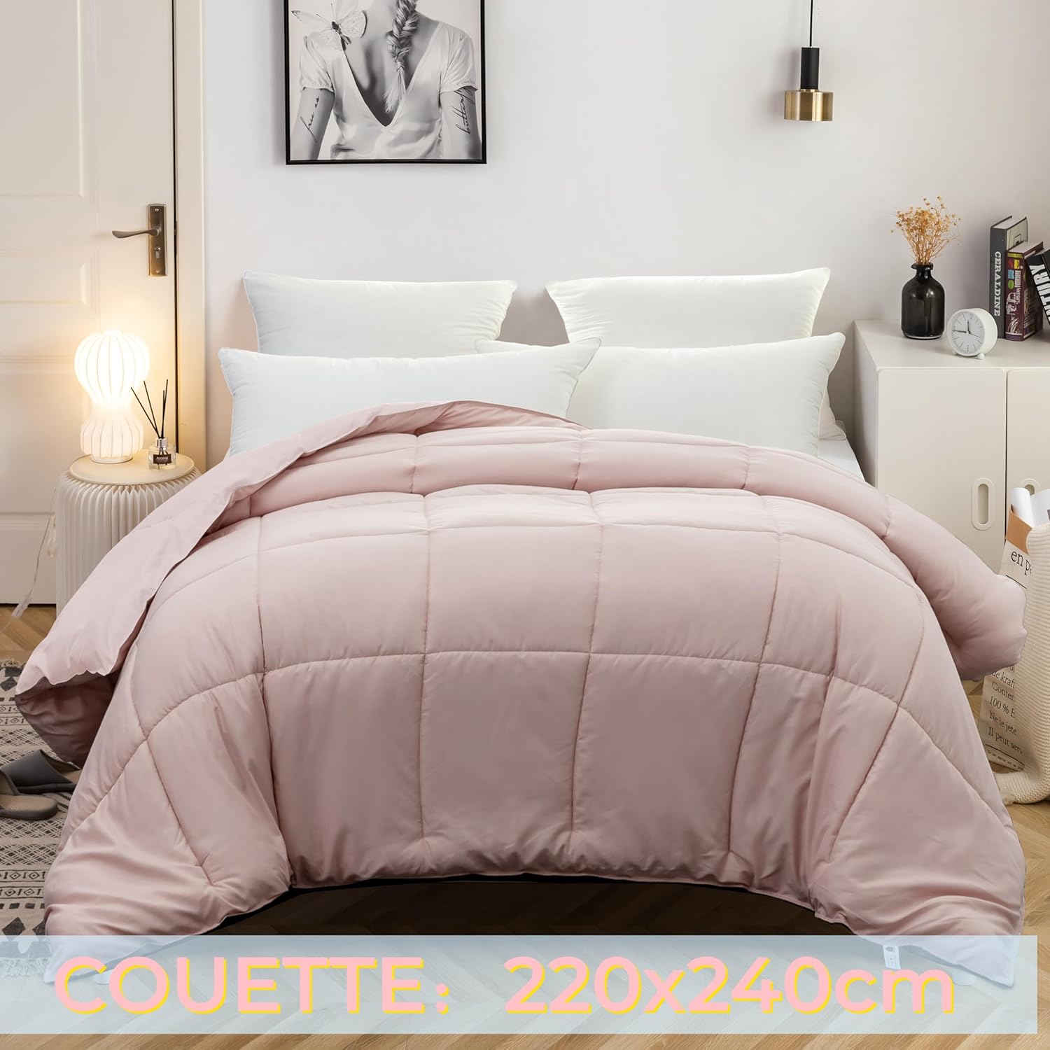 AYSW Duvet 220x240cm Warm in winter 450g/m² Thick Hypoallergenic All Seasons Pink Reversible Bed Duvet 2 Person Quilt 3