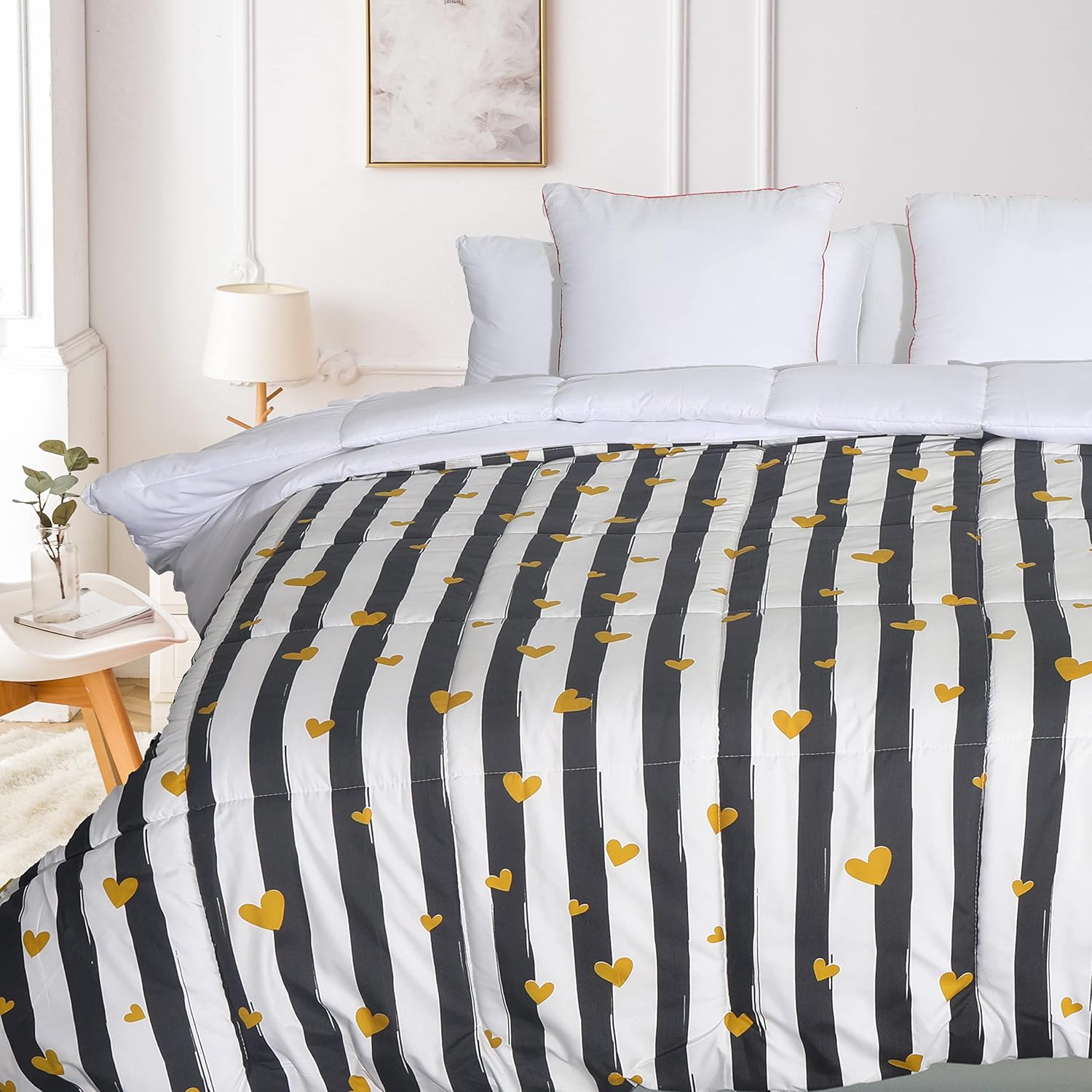 Wendbare 4-Jahreszeiten-Bettdecke 450g/m² Mikrofaser 220x240 cm Hypoallergen Seeblau Steppdecke Decke Box-Stitching Daunenbett Dick 2 Personen 2