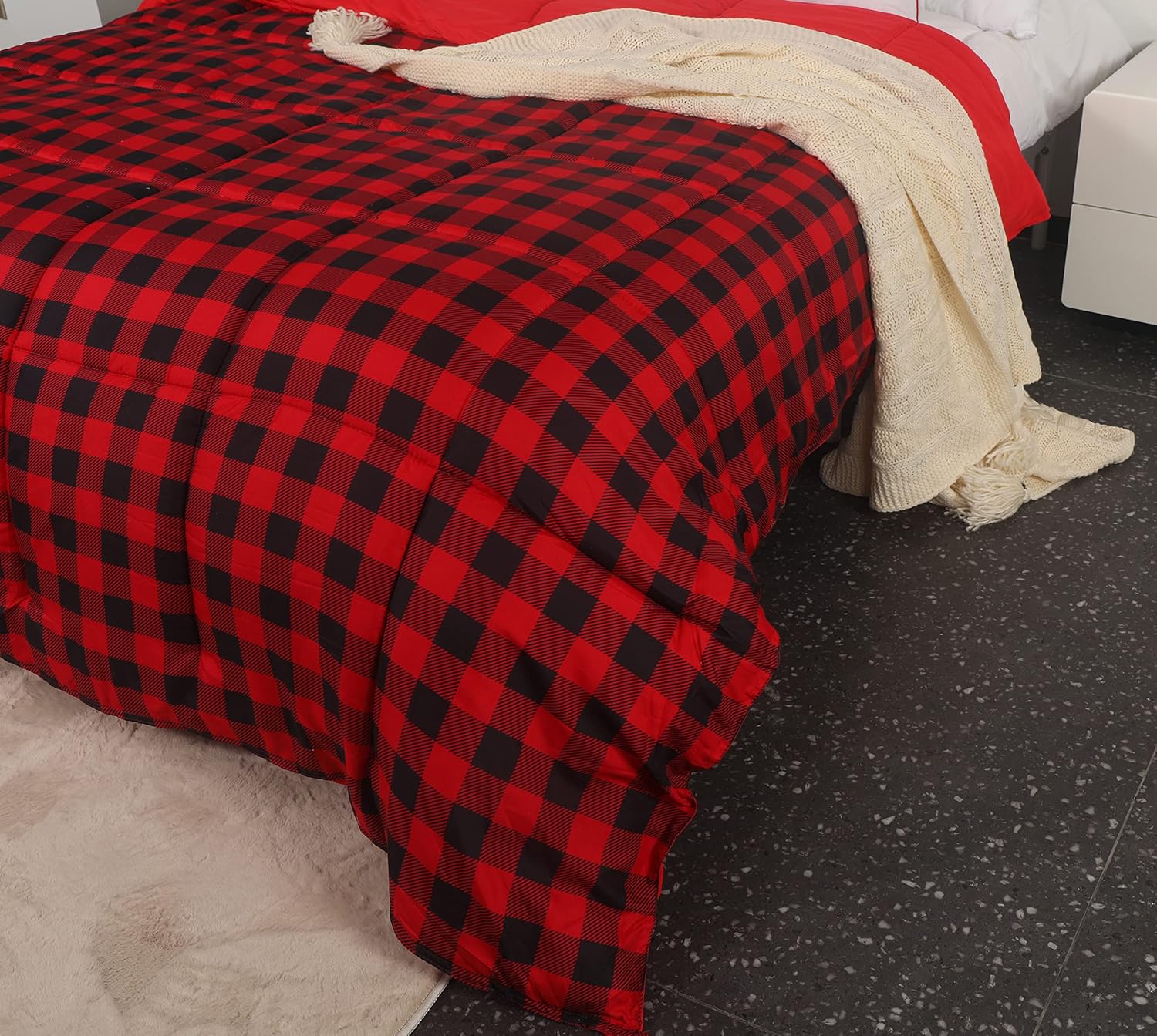4 Season Reversible Duvet 450g/m² Microfibre 220x240 cm Hypoallergenic Lake Blue Quilted Duvet Blanket Construction Box-Stitching Thick Comforter 2 Person 3