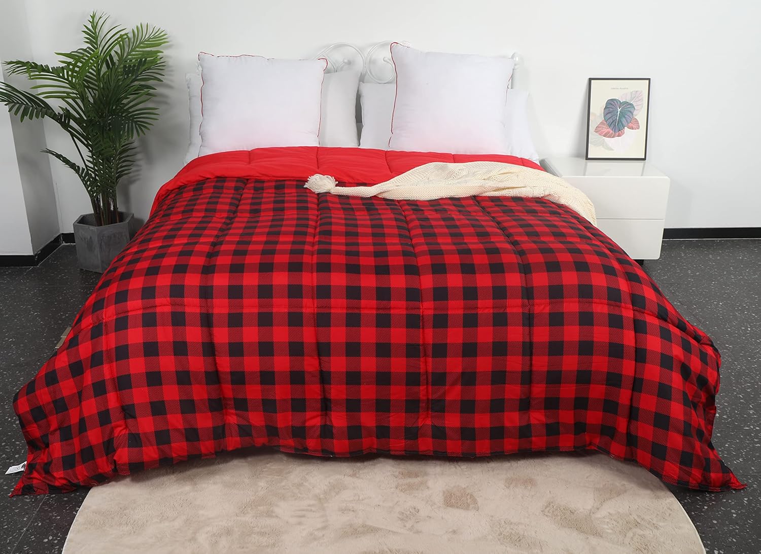 4 Season Reversible Duvet 450g/m² Microfibre 220x240 cm Hypoallergenic Lake Blue Quilted Duvet Blanket Construction Box-Stitching Thick Comforter 2 Person 5