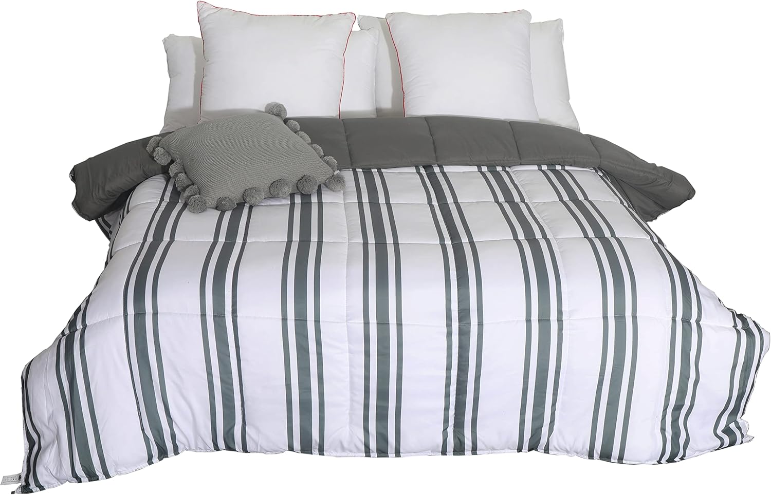 AYSW Bettdecke Zweifarbig Warm im Winter 220x240cm Hypoallergen Streifen Schwarz und Weiß Bettdecke Reversibel 2 Personen Bettdecke 4