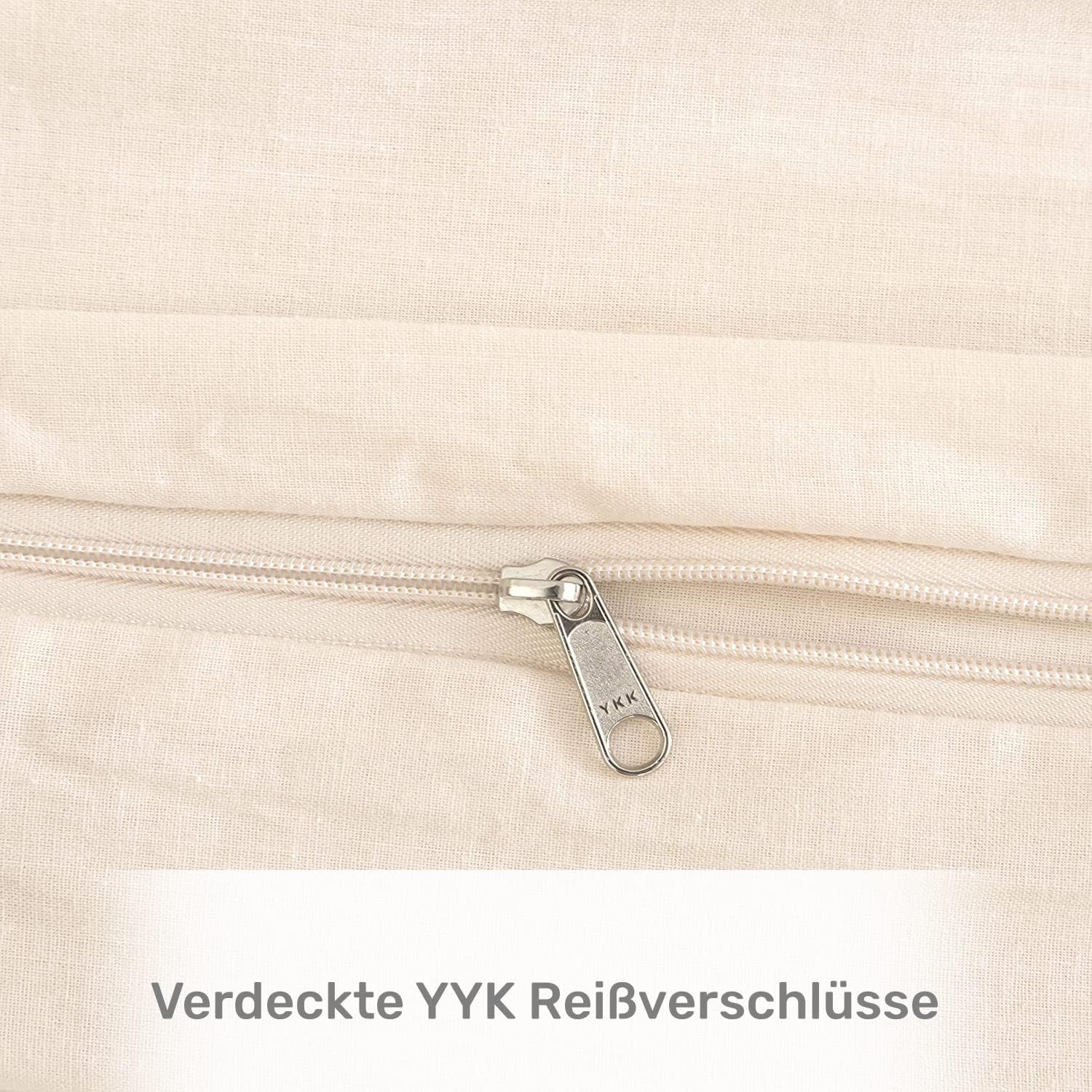 100% Baumwolle Bedding with Zippers 200x200 cm 3-piece Set 1 duvet cover with 2 pillowcases 80x80 cm Beige 6