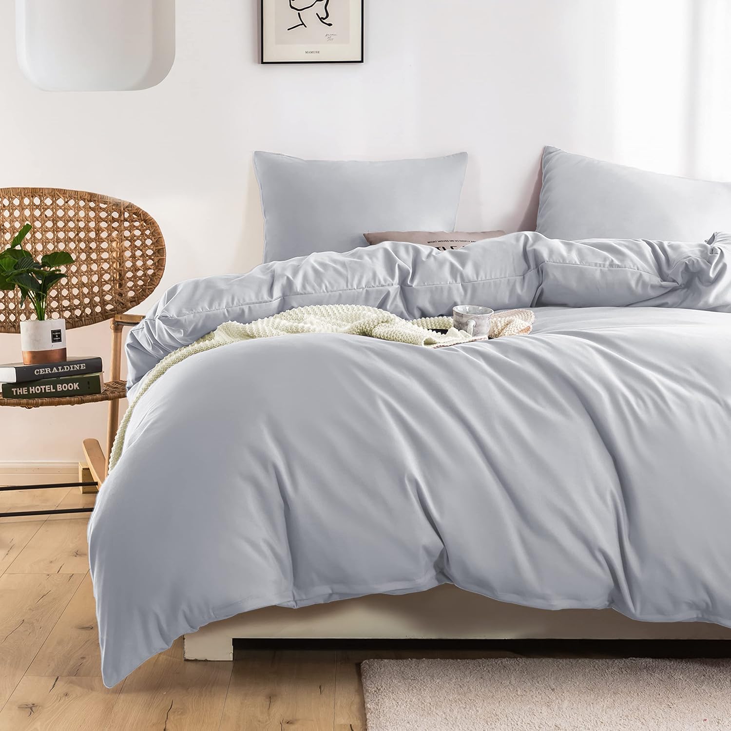 Bed linen 135x200 cm Super Soft 100% brushed microfiber with a quality of 130 g/m², 1 pillowcase 80x80 cm Light Grey 2