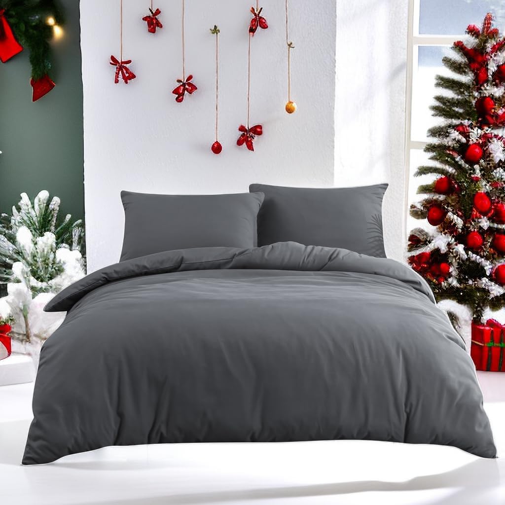 Bedding 200x200 cm Super Soft 100% brushed Microfiber with a quality of 110 g/m², 2 pillowcases 80x80 cm Navy Blue 8