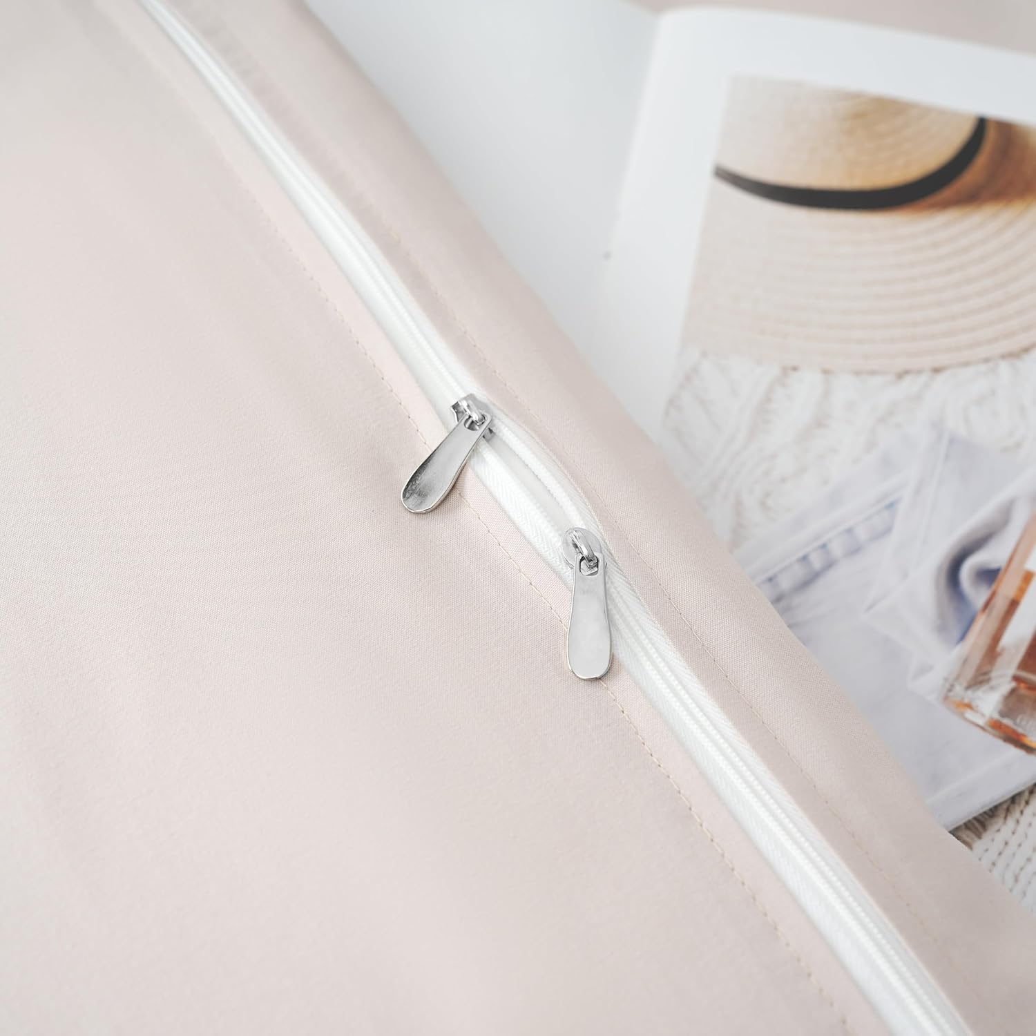 Bed linen brushed Microfiber 1 duvet cover 135 X 200cm + 1 pillowcase 40x80cm with zipper Beige 5
