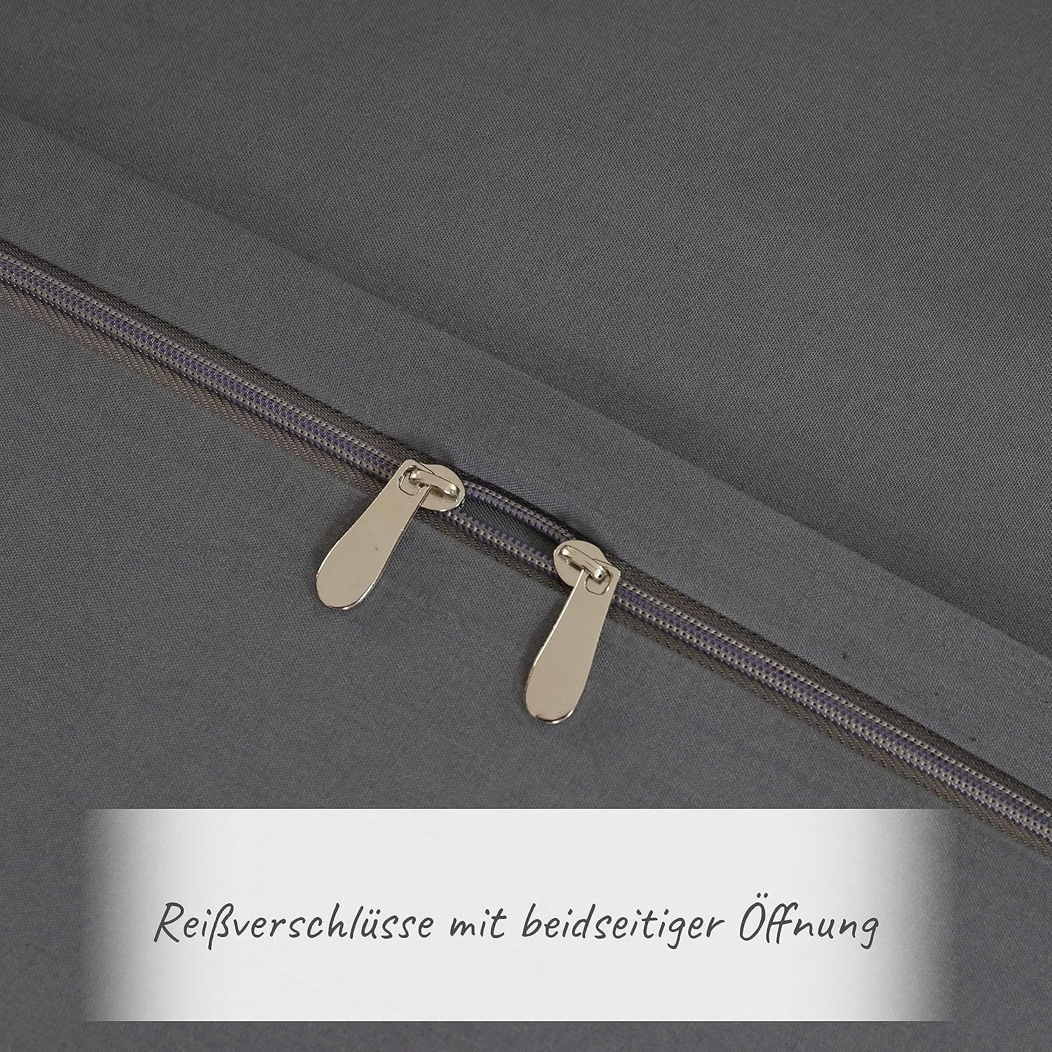 Bettwäsche gebürstet Microfaser 2 Bettbezug 135 X 200cm + 2 Kopfkissenbezug 80x80cm+2 Kopfkissenbezug 40x80cm mit Reißverschluss Grau 4
