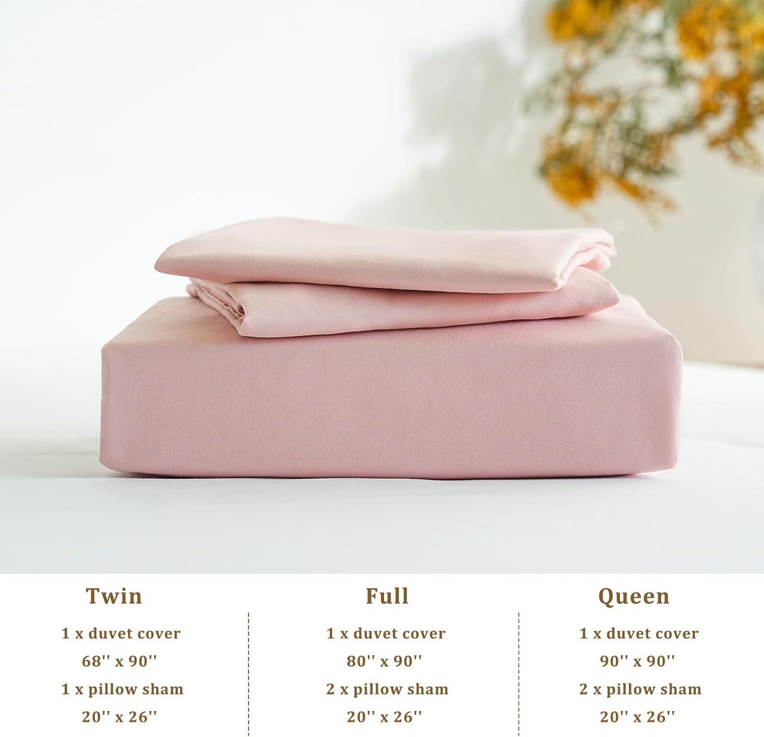 1 Duvet Cover with 2 Pillow Shams Queen Size for All Seasons - 3 Piece Home Bedding Comforter Cover with Zipper Closure - Ultra Soft Double Brushed Microfiber, 90 X 90 Inches - Pink 3