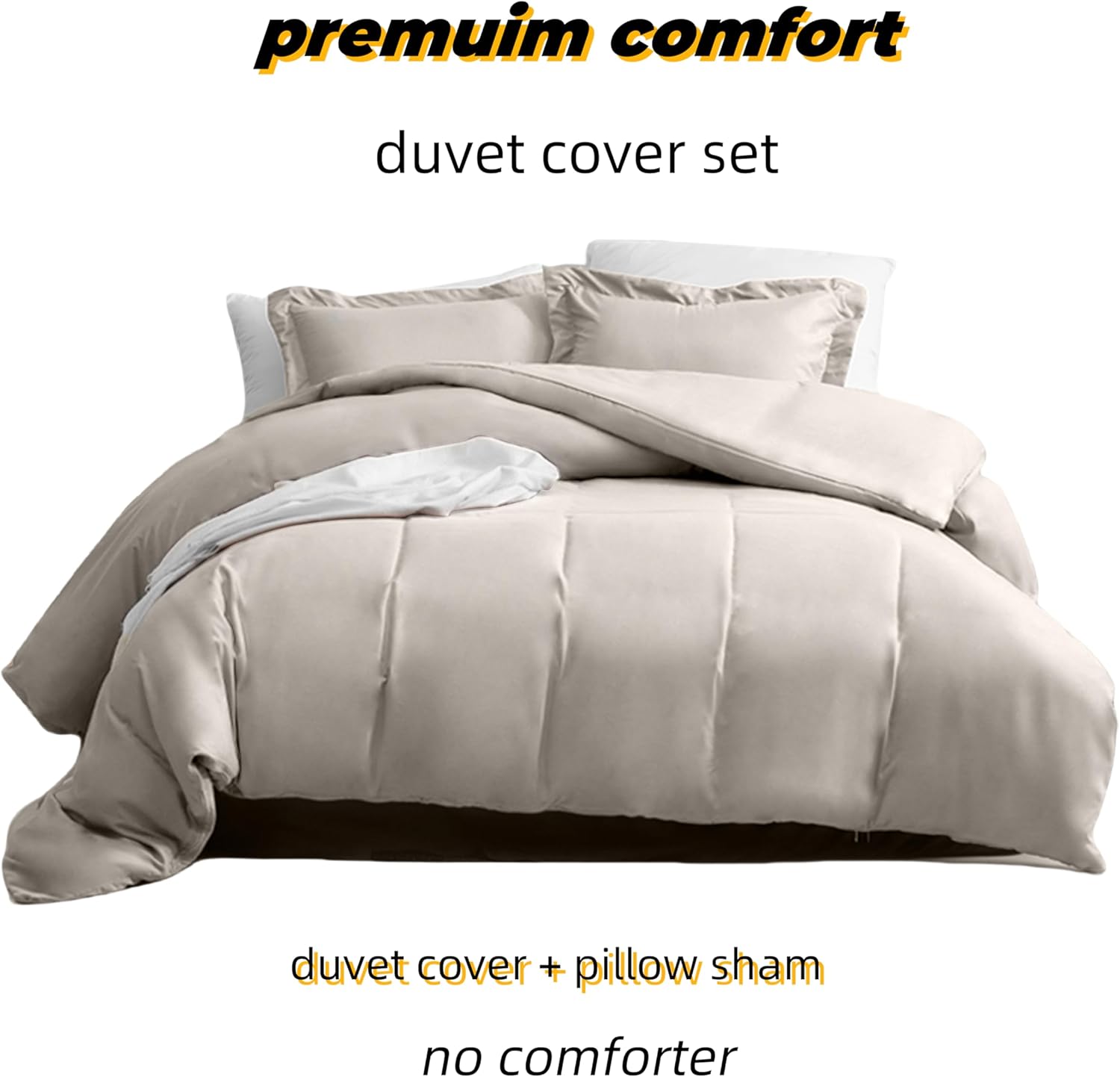 AYSW Duvet Cover Set Warm Luxury 3 Pieces Breathable and Soft Material Brushed Microfiber 1800 All Season Bedding NO Comforter - Queen Beige 5