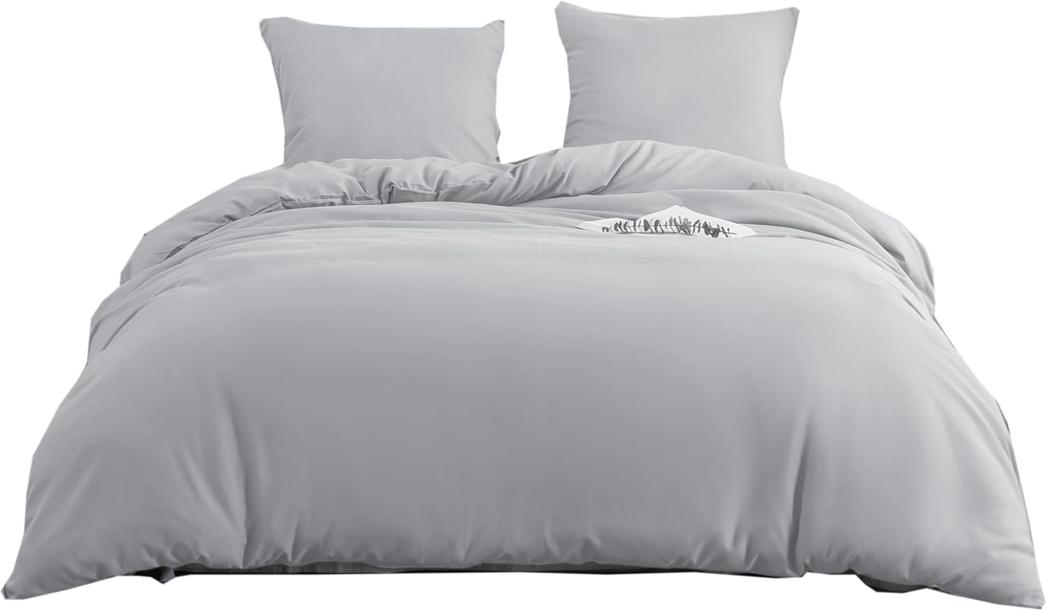 AYSW Housse de Couette 220x240cm+2 Taies d'oreillers 65x65cm Gris Clair Parure de Lit Adulte 2 Personnes 100 Fils/cm² en Microfibre avec Fermeture Éclair 4
