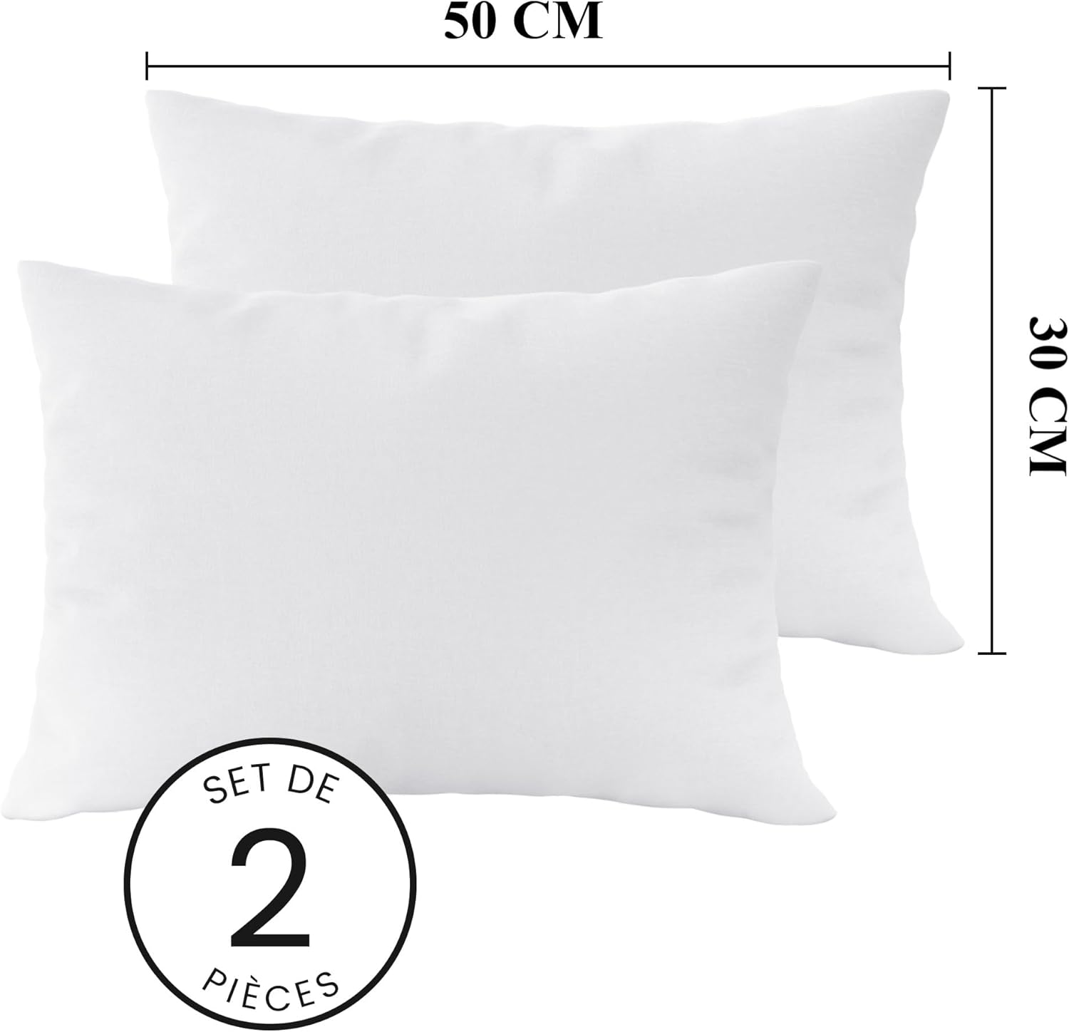 AYSW Set of 2- Pillowcases 30x50cm White Pillowcase 70 GSM in Microfibre 2