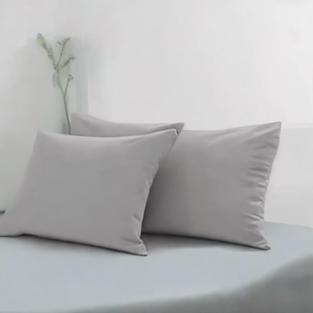 AYSW Set of 2- Pillowcases 30x50cm Light Grey Pillowcase 70 GSM in Microfibre 2