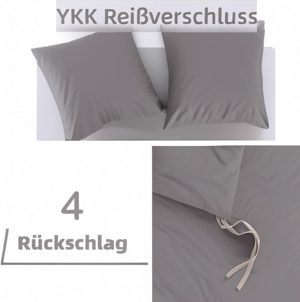 Winter Bedding Set 135x200 cm + 1 Pillowcase 40x80 cm with Zipper - Microfiber - Silver grey 4