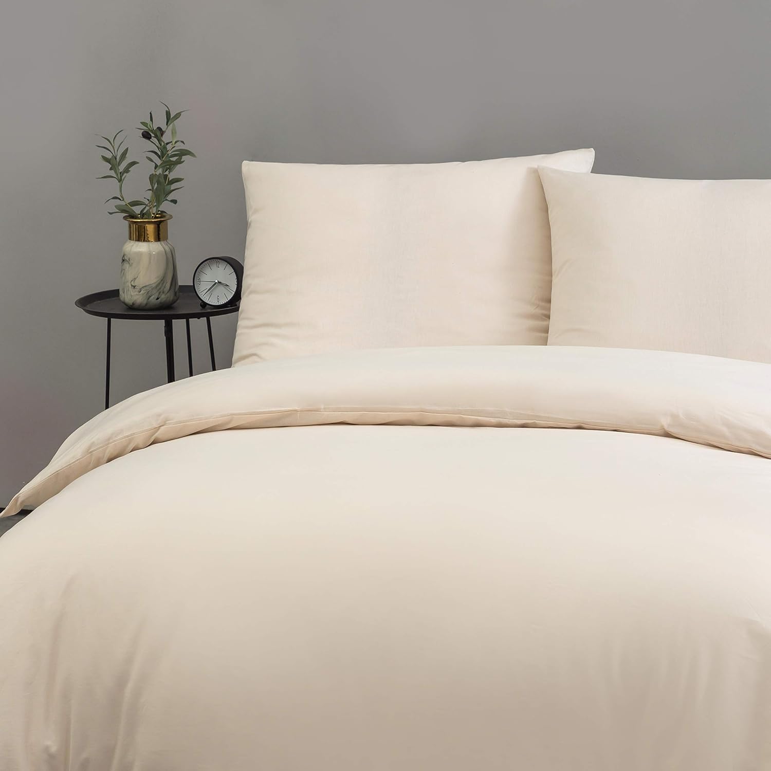 Cotton bedding 4-piece 135x200 cm Beige 2 duvet cover with 2 pillowcase 80x80 cm (4 TLG 135 x 200 cm, Beige) 3