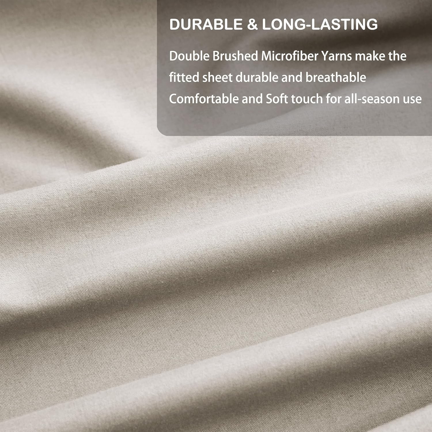 AYSW Fitted Sheet Only Twin Size Deep Pocket Soft Fitted Sheet 1 Piece Brushed Microfiber Wrinkle, Fade Resistant Easy Care Stable Cream Grey 5