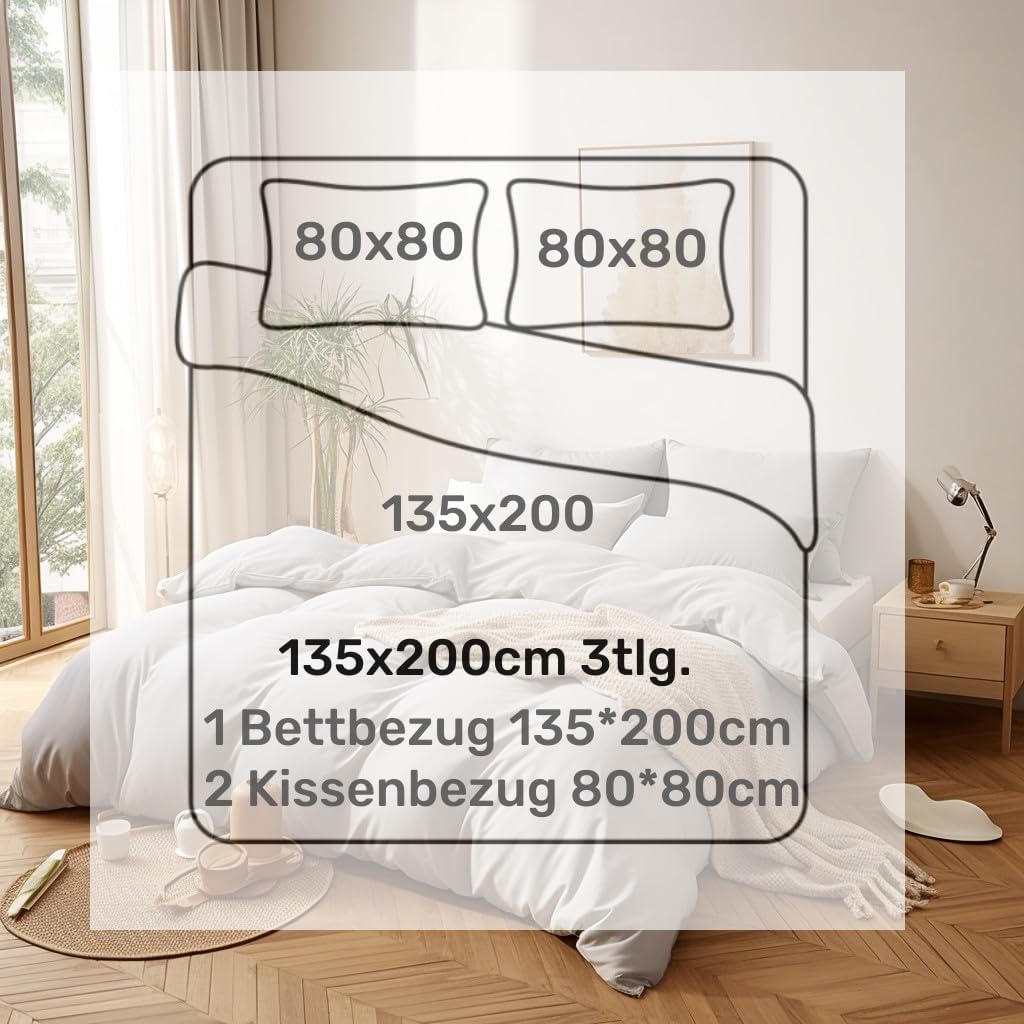 Winter Bedding 135x200 cm beige brushed microfiber bedding 1 x duvet cover + 2 x pillowcase 80 x 80 cm with zipper 2