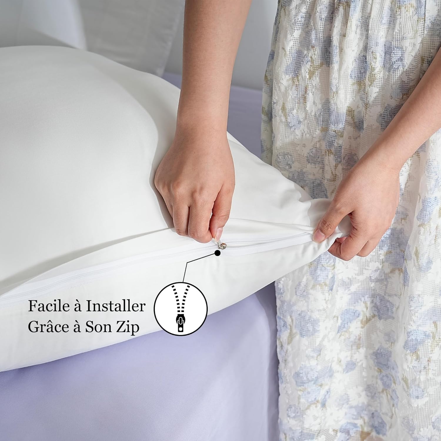 18 Colors Set of 2 Pillowcases 65x65 cm White Pillow Cover Cushion for Sofa Bed Zipper Anti-Dust Mite Hypoallergenic Pillow Protector Zip Microfiber 5