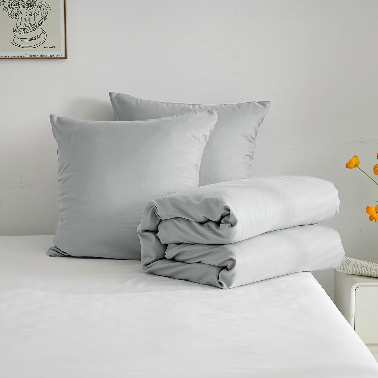 Lightweight Duvet Cover Sets 140x200 cm Zipper 2 Pieces Microfiber 80 Threads/cm² + 1 Pillowcase 65x65 cm Adult Single Bedding Set Soft Bedding Set 8