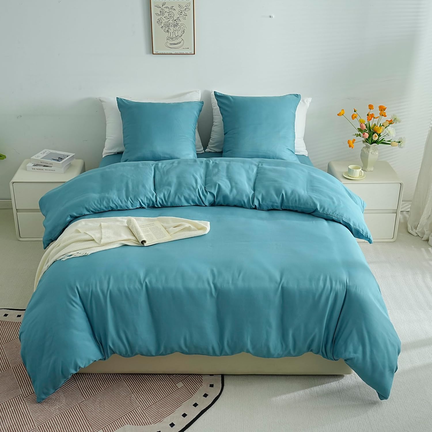 Lightweight Duvet Cover Sets 140x200 cm Zipper 2 Pieces Microfiber 80 Threads/cm² + 1 Pillowcase 65x65 cm Adult Single Bedding Set Soft Bedding Set 10