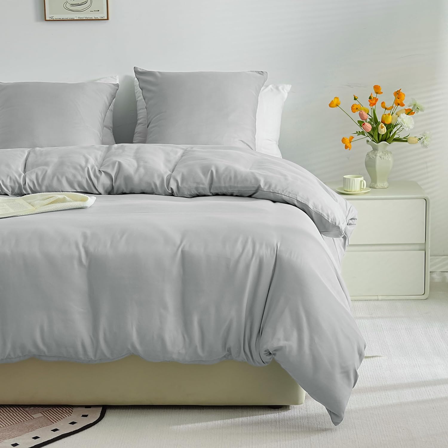 Lightweight Duvet Cover Sets 140x200 cm Zipper 2 Pieces Microfiber 80 Threads/cm² + 1 Pillowcase 65x65 cm Adult Single Bedding Set Soft Bedding Set 7