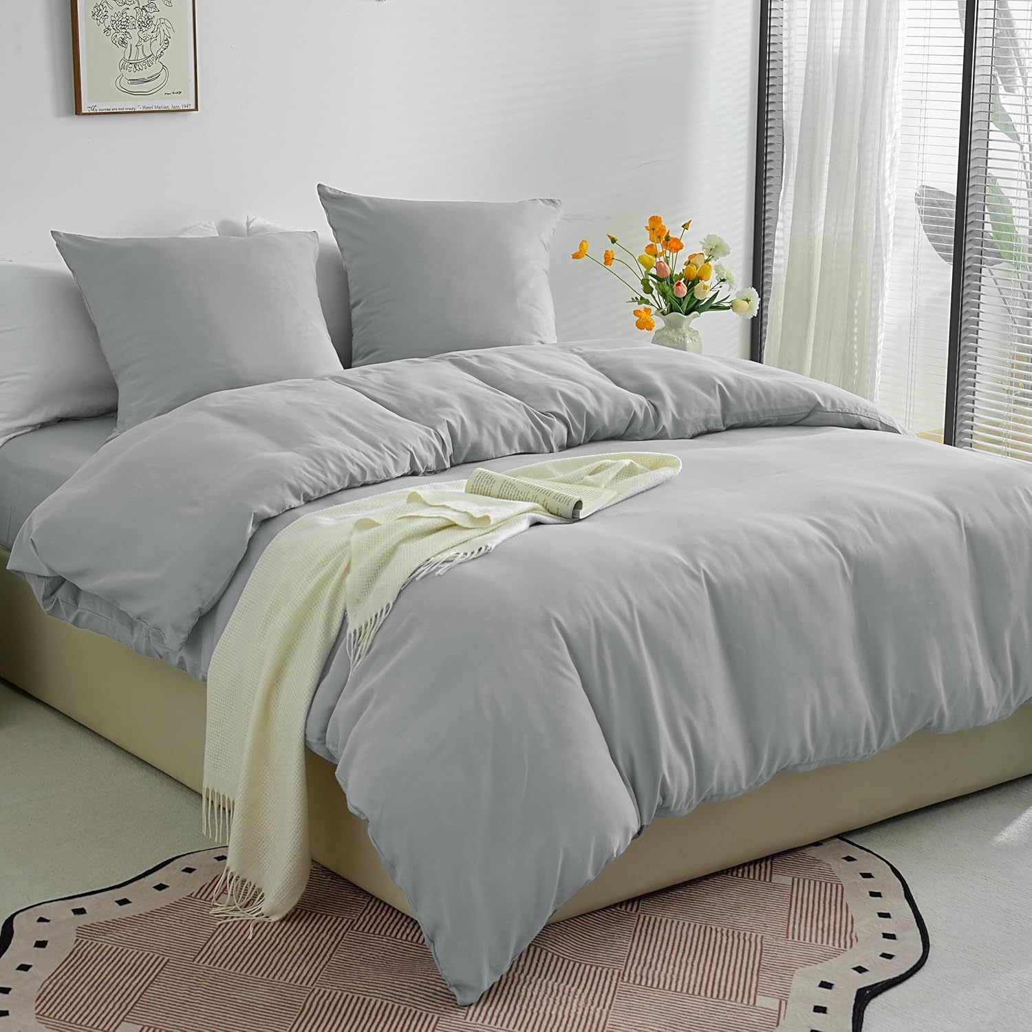 Lightweight Duvet Cover Sets 140x200 cm Zipper 2 Pieces Microfiber 80 Threads/cm² + 1 Pillowcase 65x65 cm Adult Single Bedding Set Soft Bedding Set 2