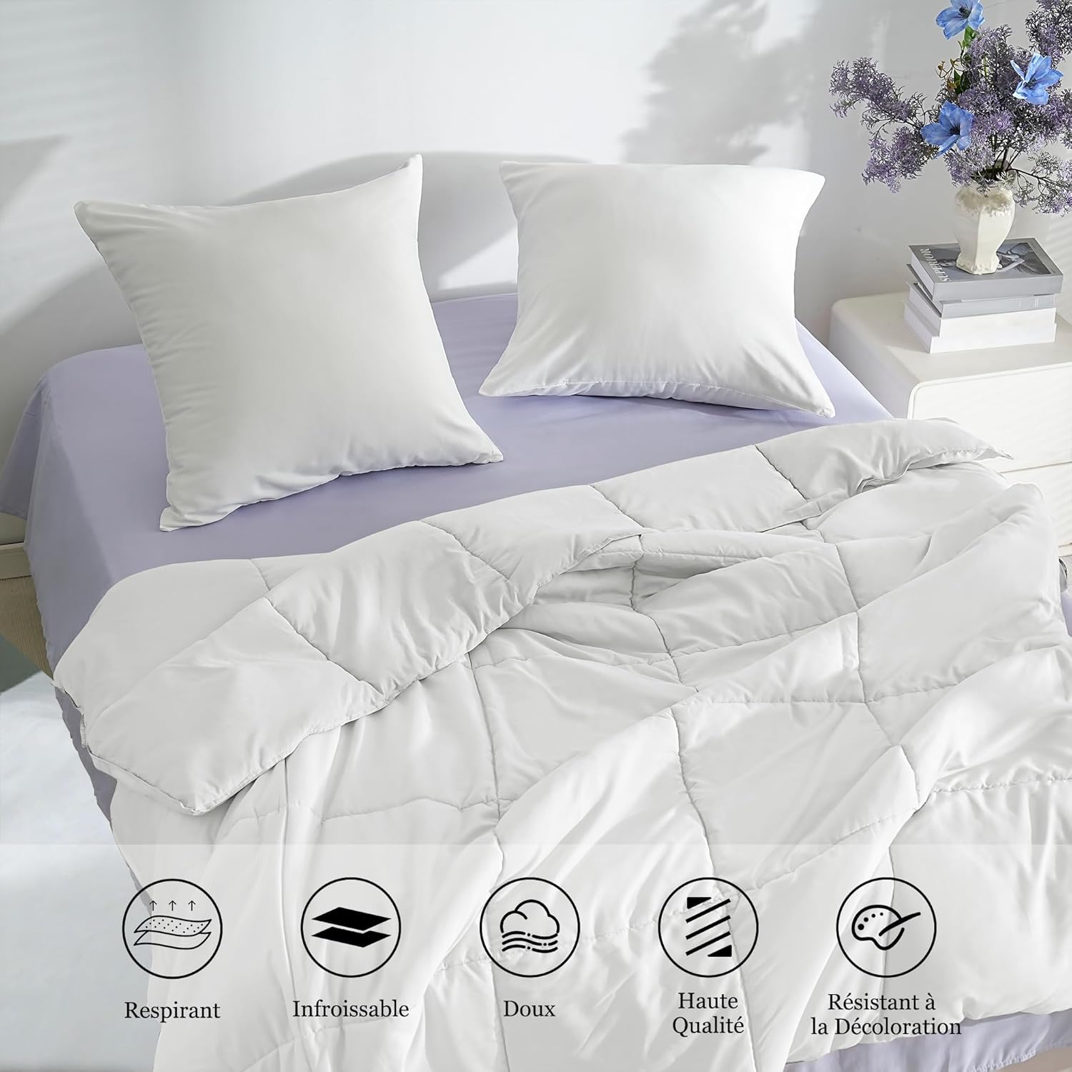 18 Colors Set of 2 Pillowcases 65x65 cm White Pillow Cover Cushion for Sofa Bed Zipper Anti-Dust Mite Hypoallergenic Pillow Protector Zip Microfiber 4