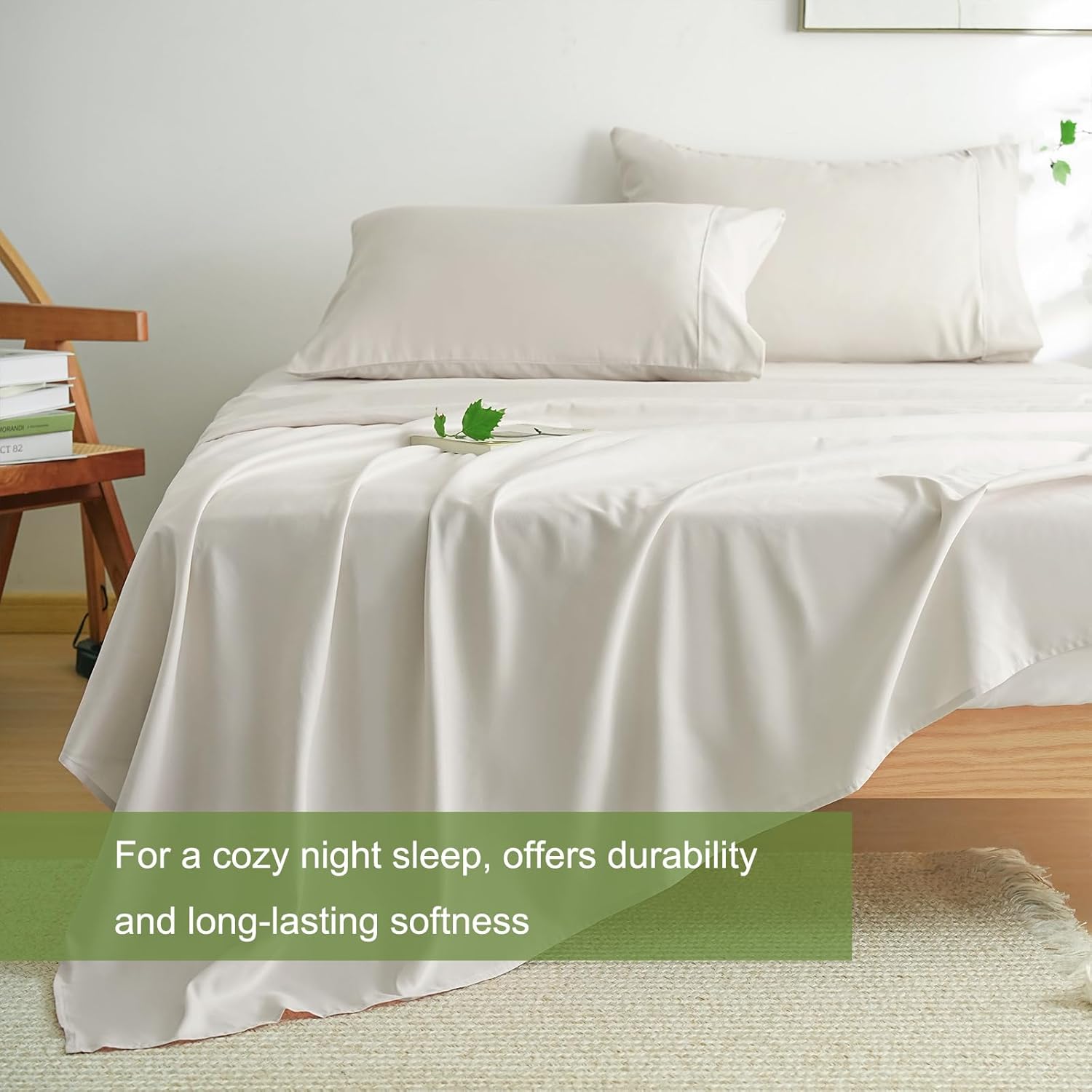 AYSW Bed Sheet Set 4 Pieces Double Brushed Microfiber 1800 - Breathable All Season Luxury Soft Bedding - Full Beige 4