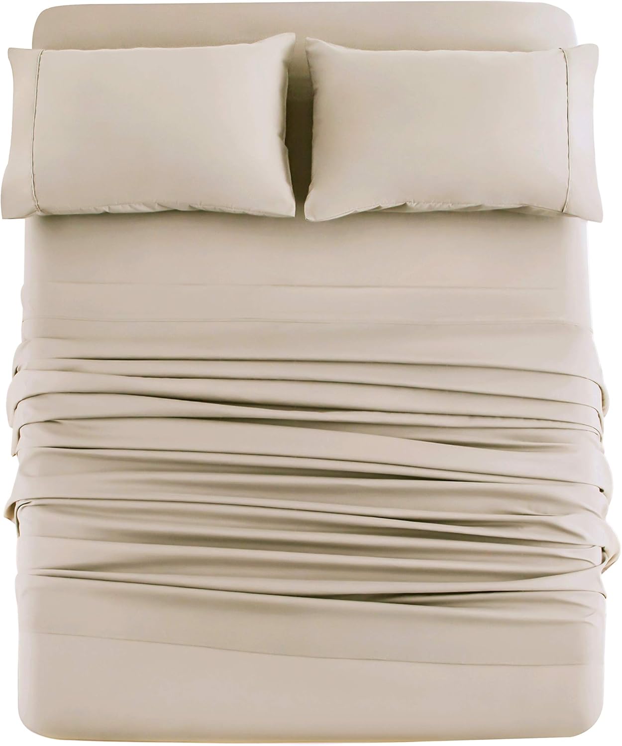 AYSW Bed Sheet Set 4 Pieces Double Brushed Microfiber 1800 - Breathable All Season Luxury Soft Bedding - Full Beige 9