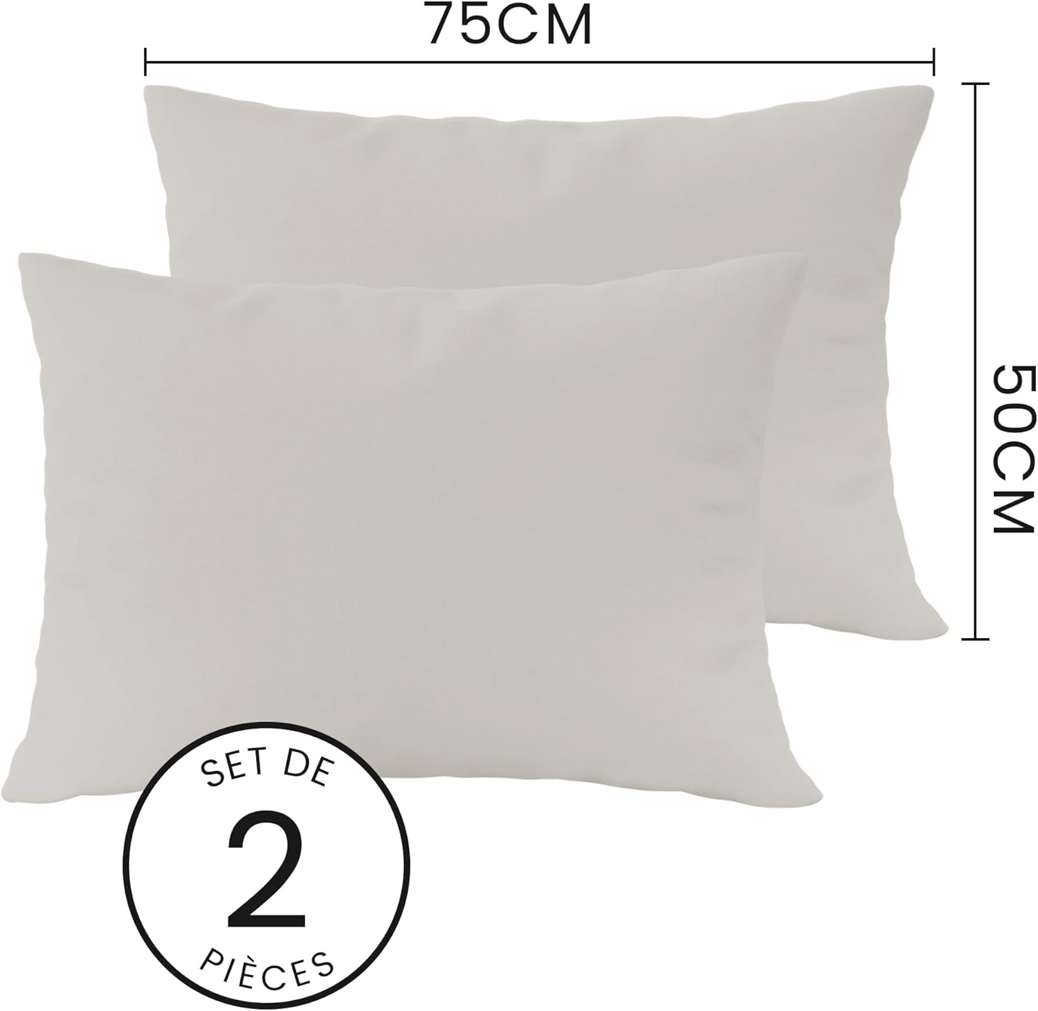 AYSW Set of 4- Pillowcases 50x70cm Beige Pillowcase with a Zipper in Microfiber 6