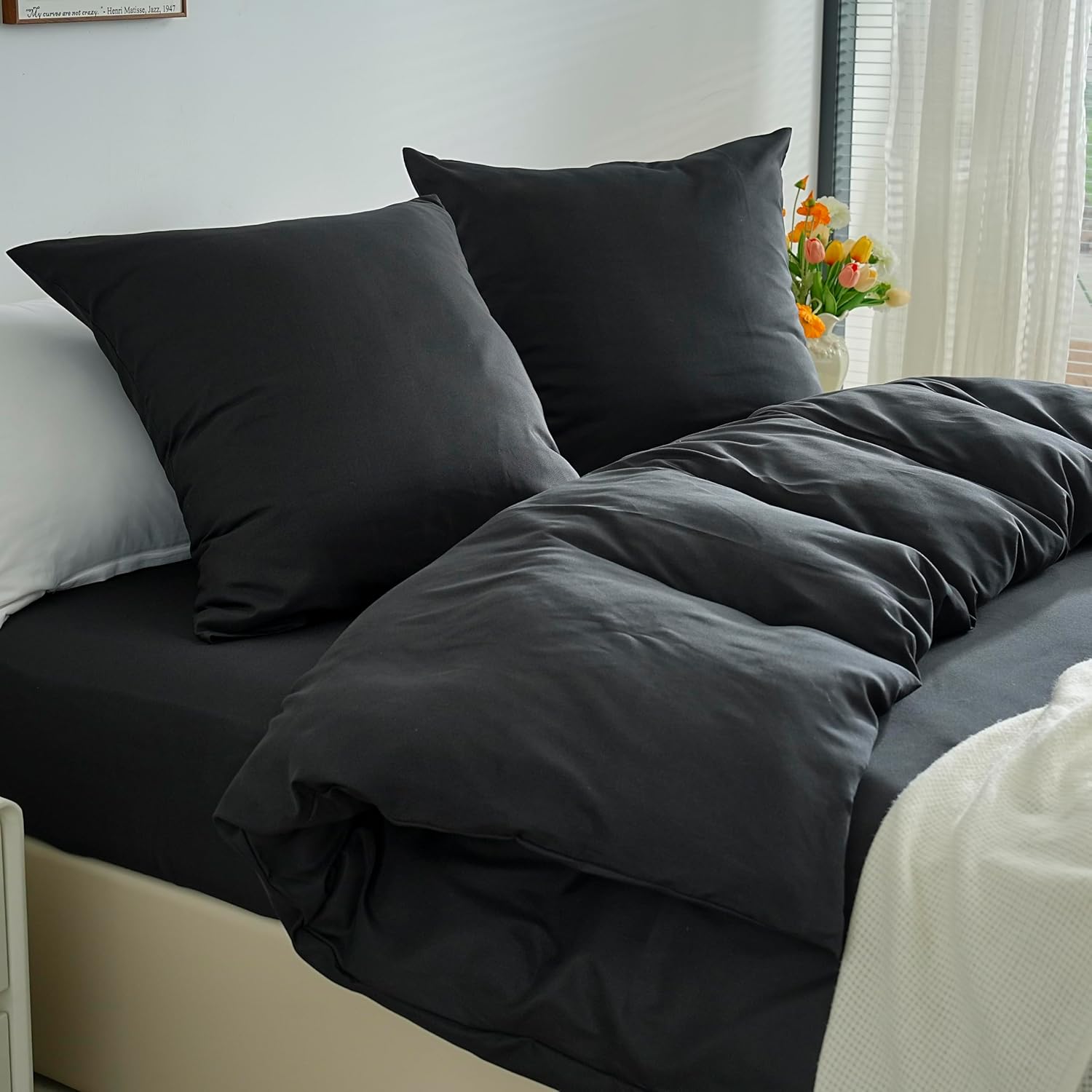 Sets aus Leichten Bettbezug-Sets 220x240 cm Reißverschluss 3-teilig Mikrofaser 80 Fäden/cm² + 2 Kissenbezüge 65x65 cm Bettwäsche für Erwachsene 2 Personen Bettwäsche-Set Weich 4