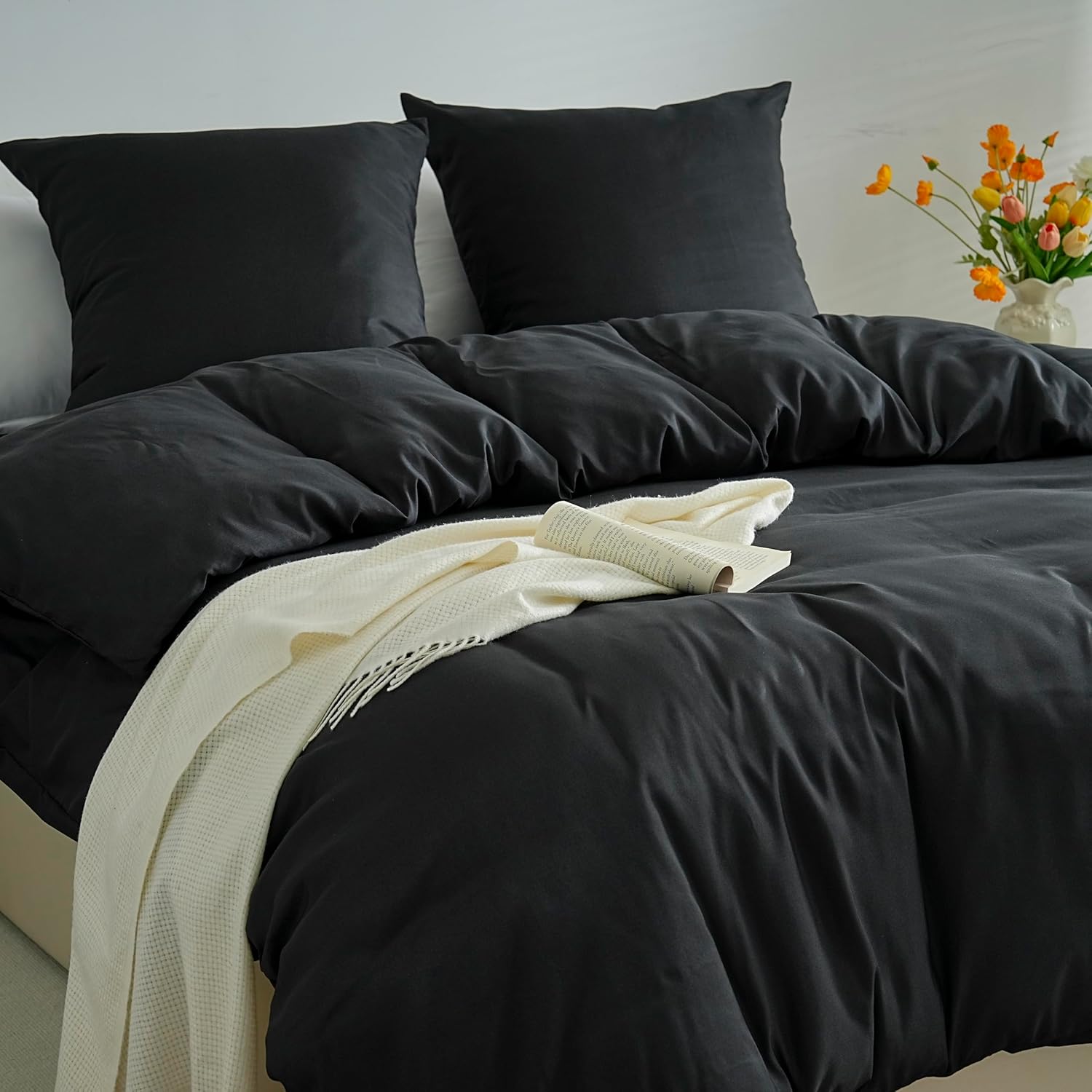 Sets aus Leichten Bettbezug-Sets 220x240 cm Reißverschluss 3-teilig Mikrofaser 80 Fäden/cm² + 2 Kissenbezüge 65x65 cm Bettwäsche für Erwachsene 2 Personen Bettwäsche-Set Weich 3