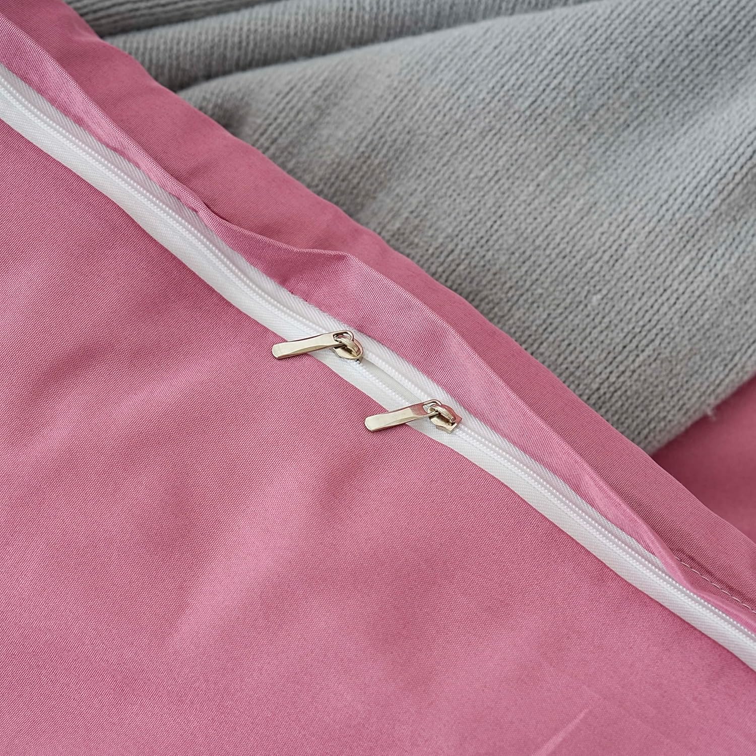 AYSW 4-teiliges Bettwäsche-Set Bettbezug 220x240cm + Spannbetttuch 140x190cm 30cm Höhe + 2 Kissenbezüge 65x65cm 2 Personen Bettwäsche-Set Altrosa Leicht 80 Fäden/cm² Mikrofaser 6