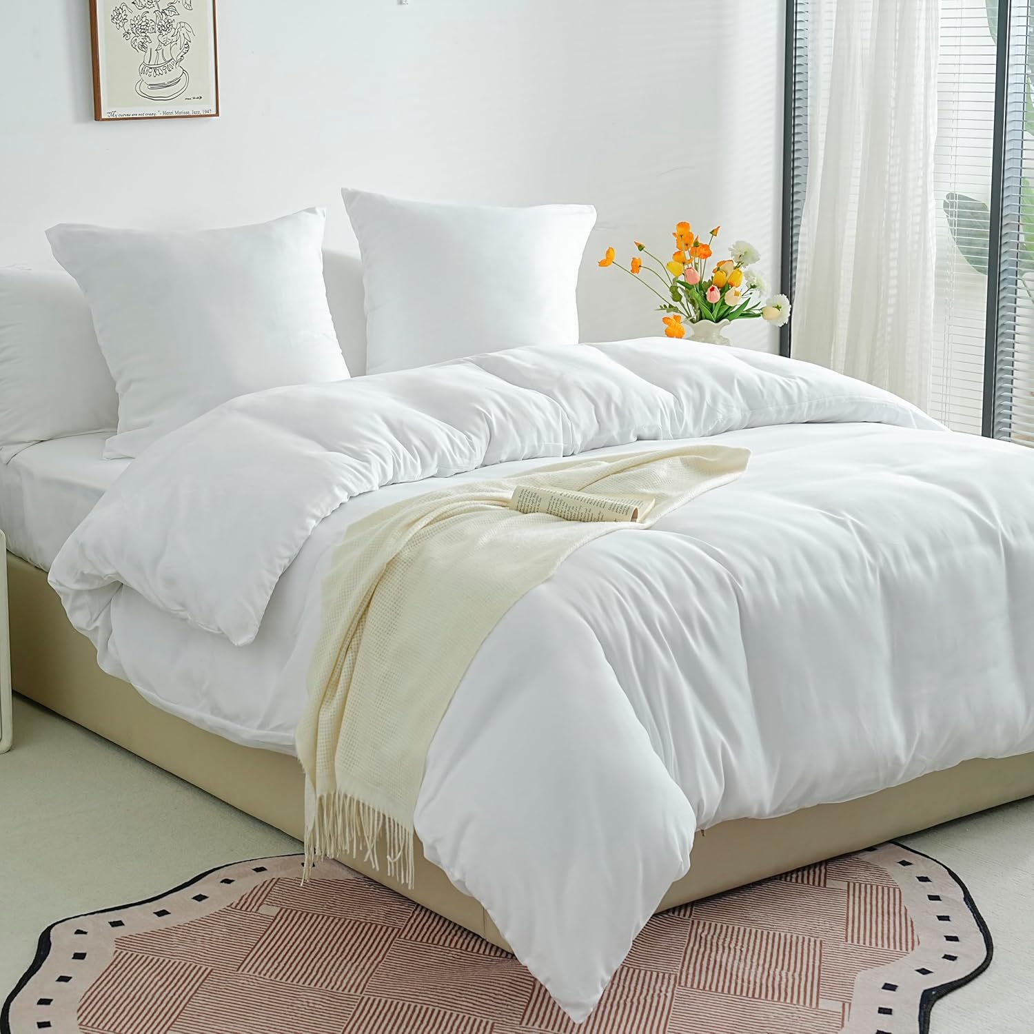 Bettwäsche-Set Leichte Bettbezüge 220x240 cm Reißverschluss 3 Teile Microfaser 80 Fäden/cm² + 2 Kissenbezüge 65x65 cm Bettwäsche Set Erwachsene 2 Personen Bettwäsche-Set Weich 2