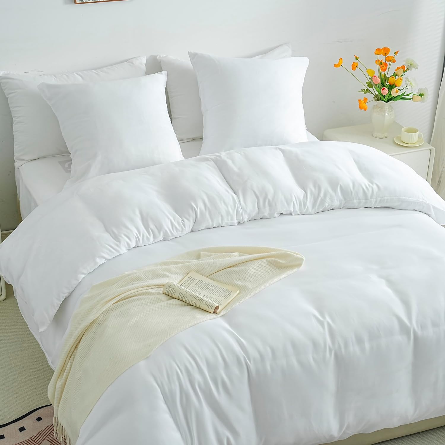 Lightweight Duvet Cover Sets 220x240 cm Zipper 3 Pieces Microfiber 80 Threads/cm² + 2 Pillowcases 65x65 cm Adult 2 Person Bedding Set Soft Bedding Set 3